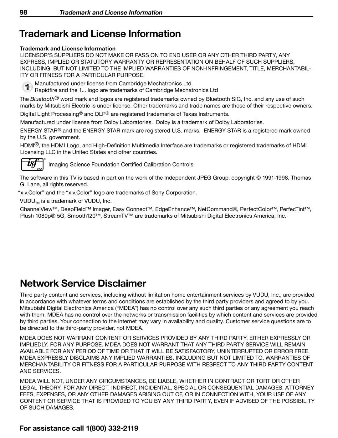 Mitsubishi Electronics 838 SERIES manual Trademark and License Information 