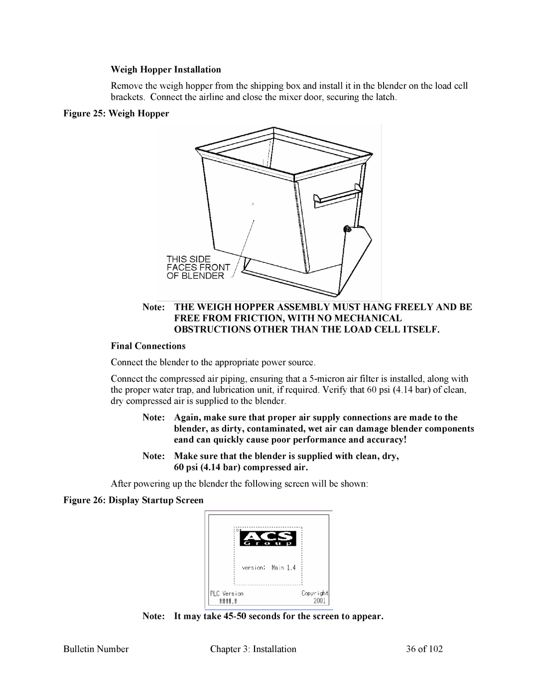 Mitsubishi Electronics 882.00207.00 specifications Weigh Hopper Installation, Weigh Hopper Final Connections 