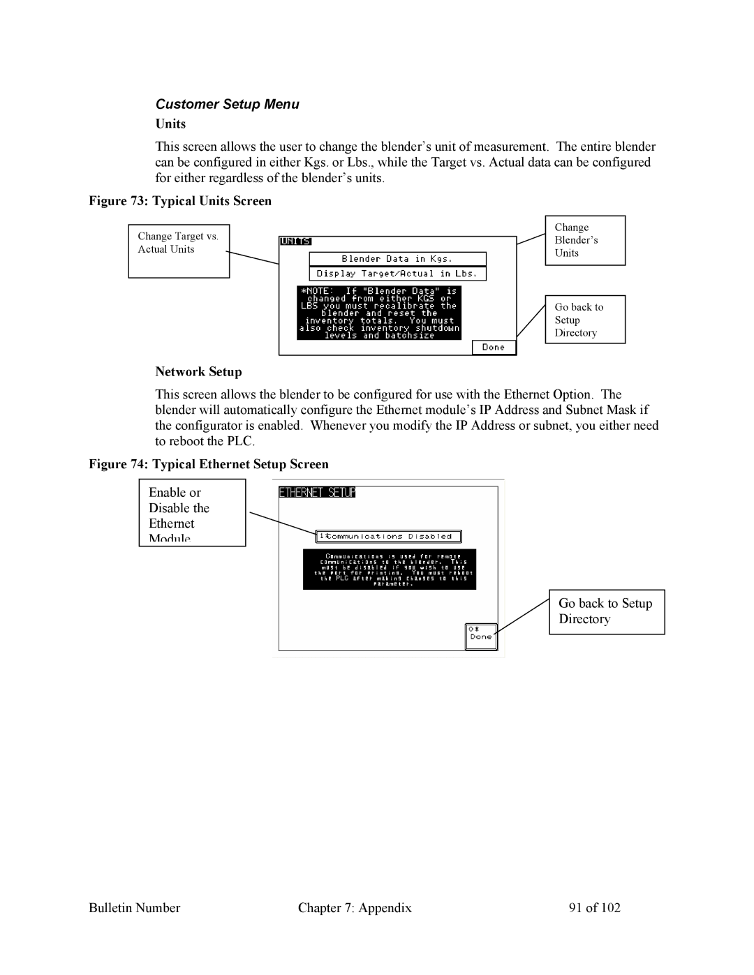 Mitsubishi Electronics 882.00207.00 specifications Customer Setup Menu, Units 