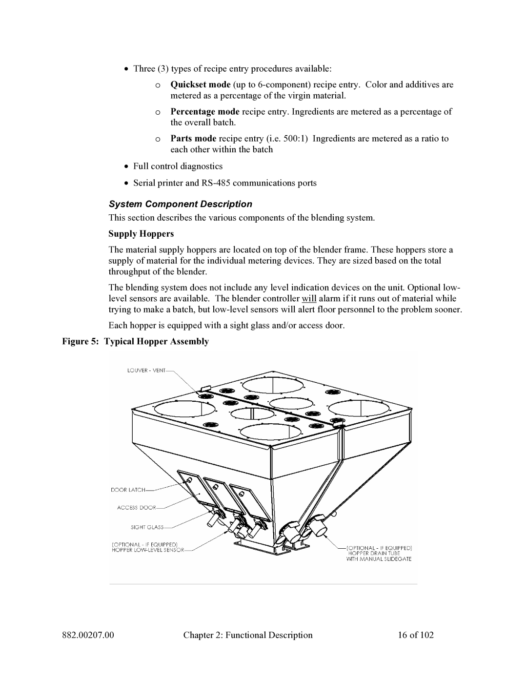 Mitsubishi Electronics 882.00207.00 specifications System Component Description, Supply Hoppers 