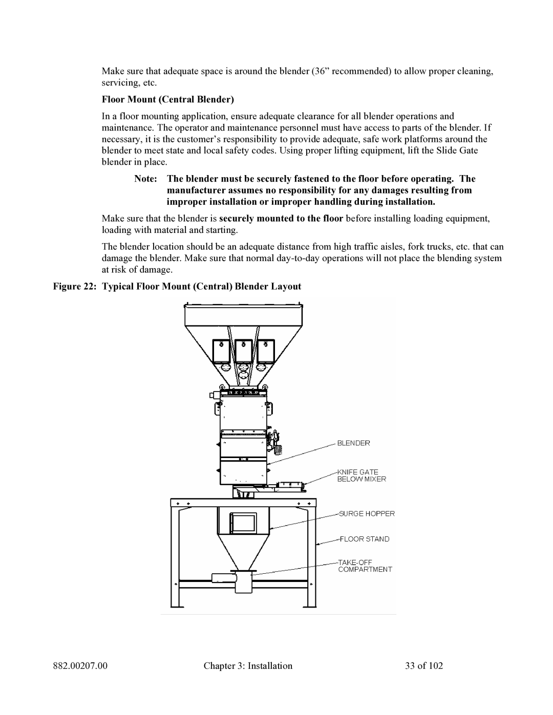 Mitsubishi Electronics 882.00207.00 specifications Typical Floor Mount Central Blender Layout 