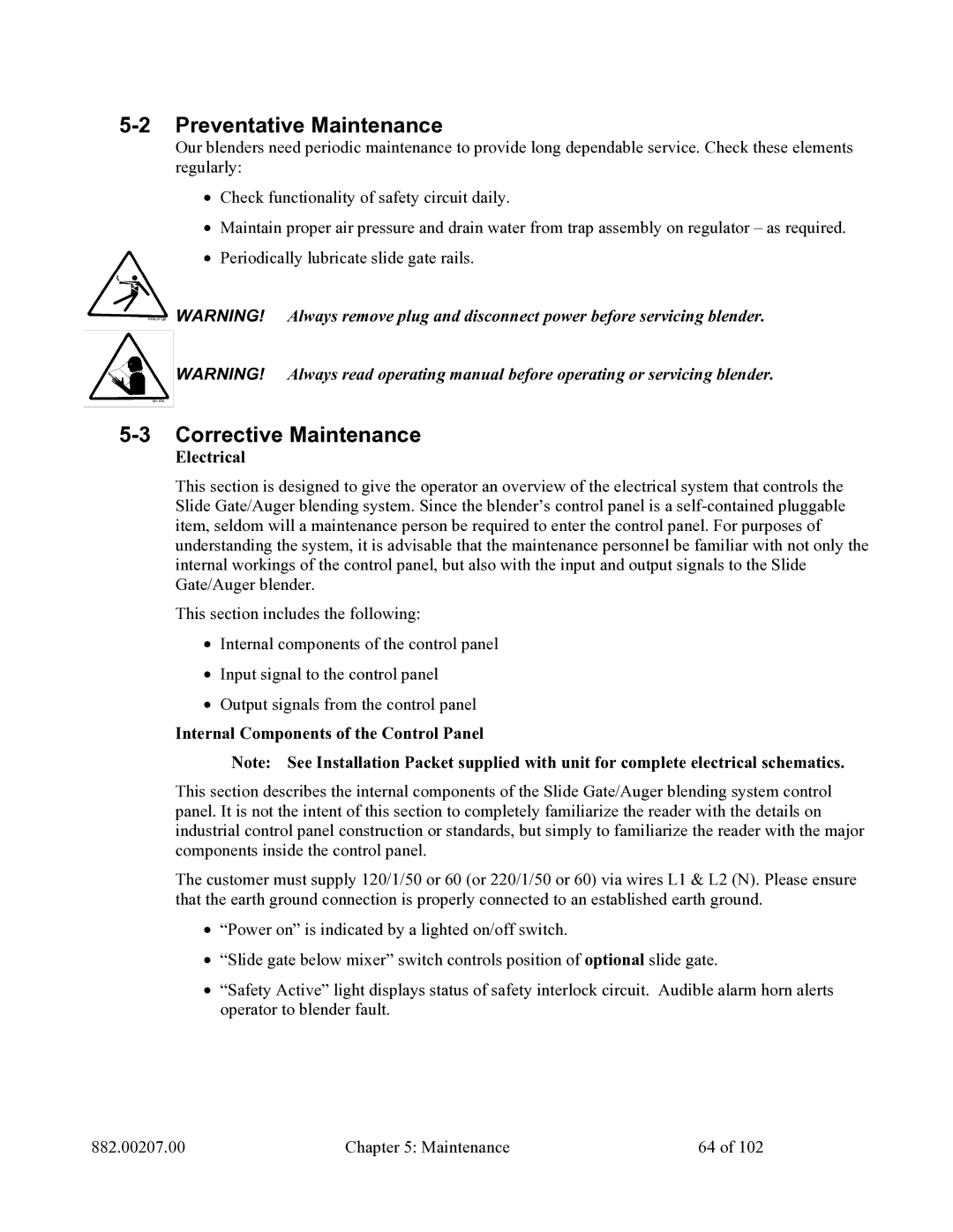 Mitsubishi Electronics 882.00207.00 specifications Preventative Maintenance, Corrective Maintenance, Electrical 