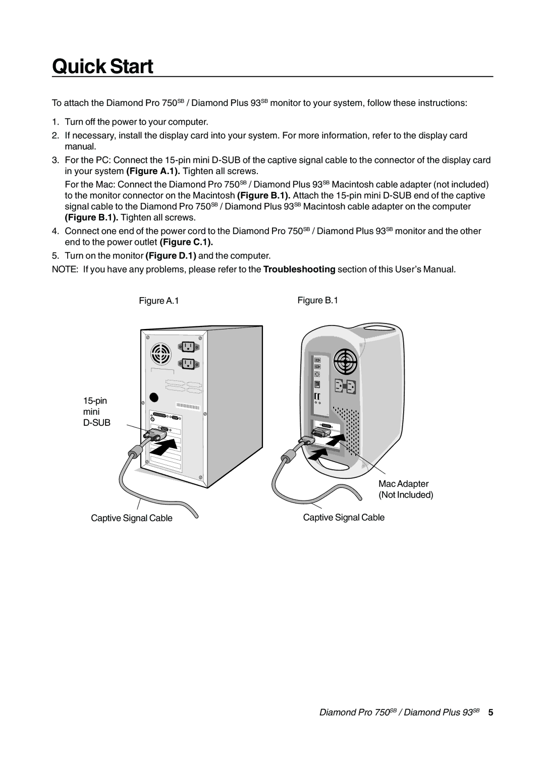 Mitsubishi Electronics Diamond Pro 750SB, Diamond Plus 93SB, 93 SB, 750 SB user manual Quick Start, Figure A.1 