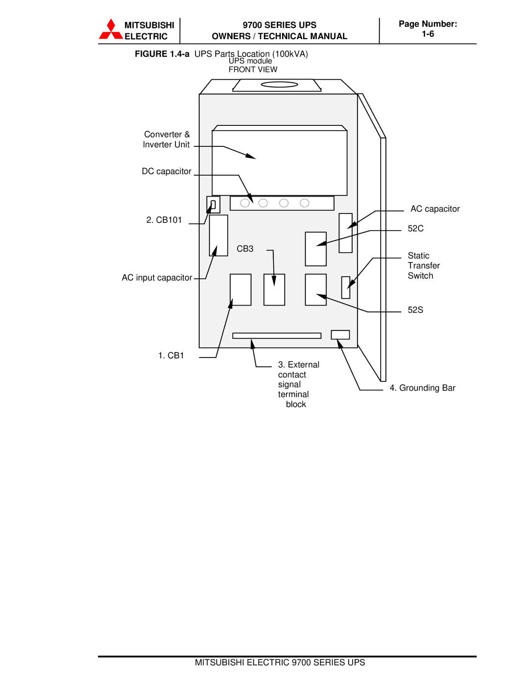 Mitsubishi Electronics 9700 Series technical manual Mitsubishi Series UPS Electric Owners / Technical Manual 