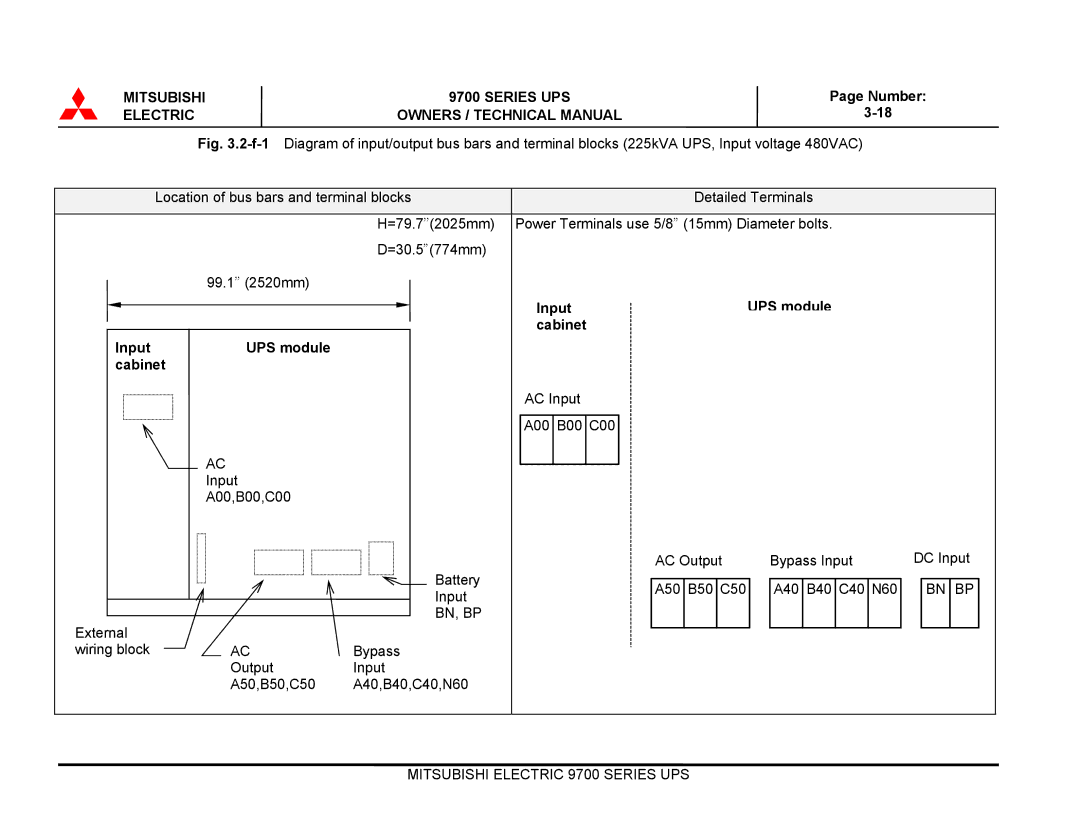 Mitsubishi Electronics 9700 Series technical manual Mitsubishi Series UPS 