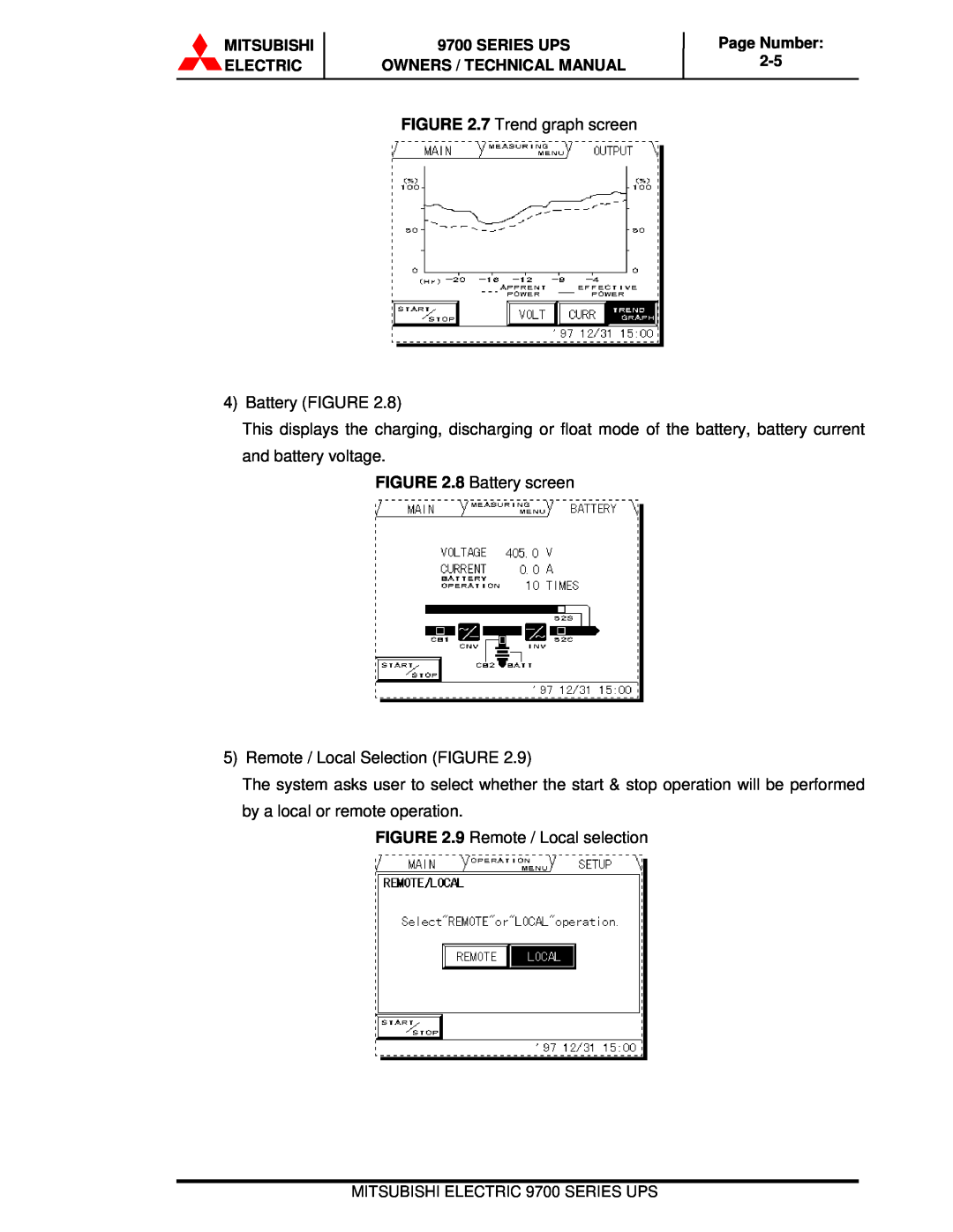 Mitsubishi Electronics 9700 Series technical manual 7 Trend graph screen 4 Battery FIGURE 