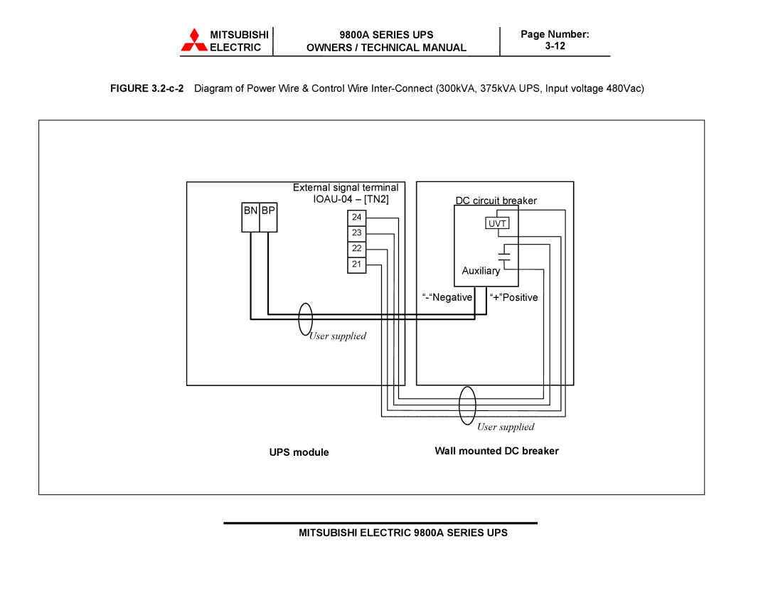 Mitsubishi Electronics 9800A SERIES technical manual Mitsubishi 9800A Series UPS 