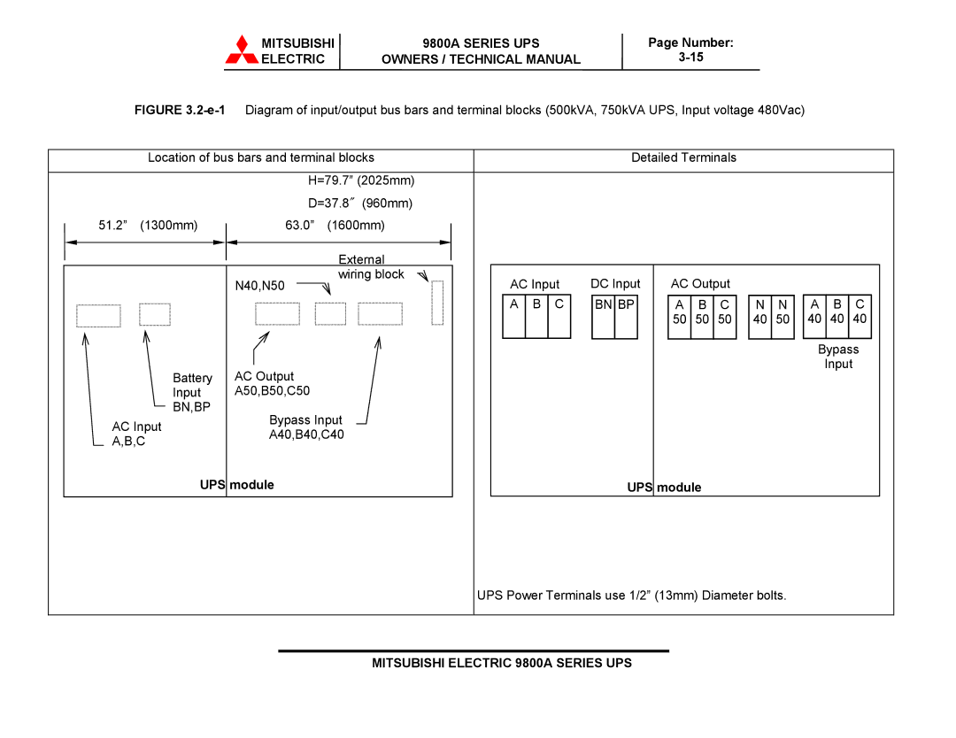 Mitsubishi Electronics 9800A SERIES technical manual Ups 