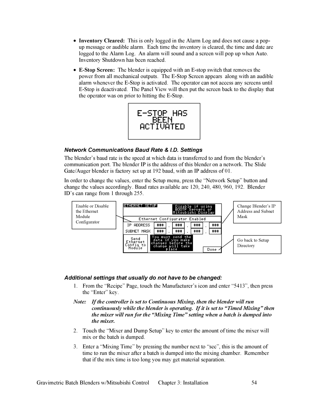 Mitsubishi Electronics A0567659 specifications Network Communications Baud Rate & I.D. Settings 