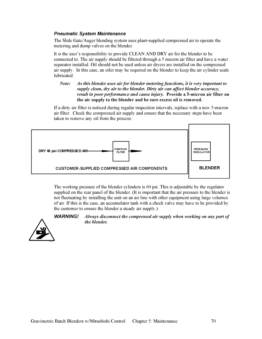 Mitsubishi Electronics A0567659 specifications Pneumatic System Maintenance 