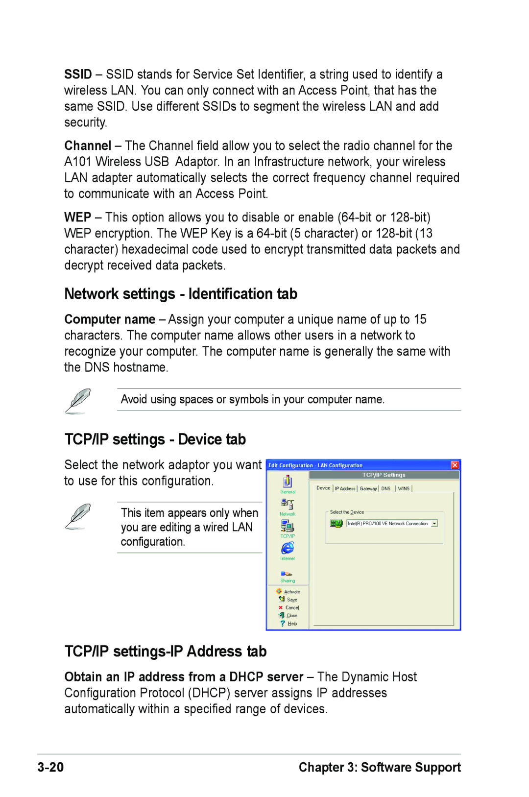 Mitsubishi Electronics A101 user manual Network settings Identification tab, TCP/IP settings Device tab 