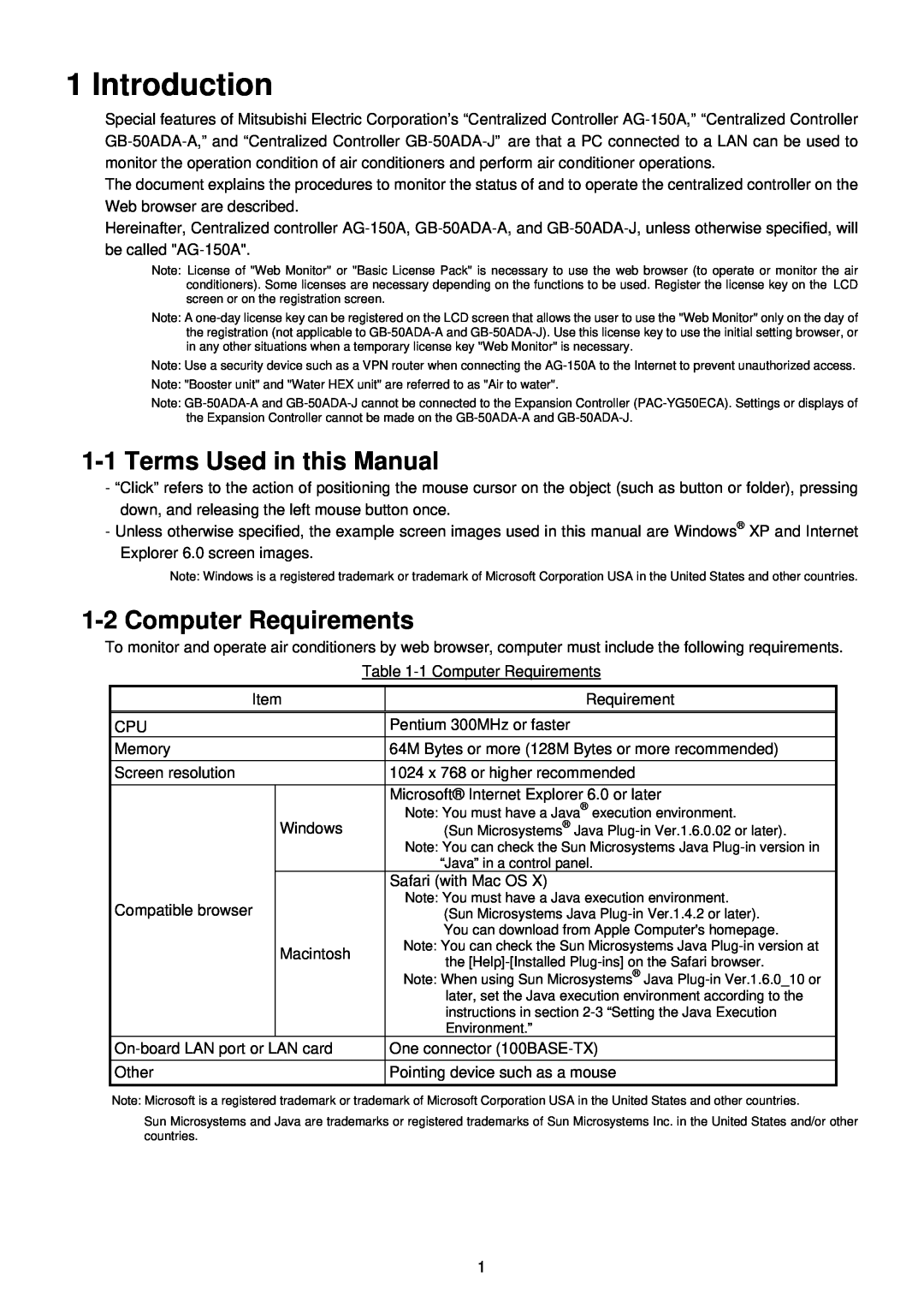 Mitsubishi Electronics GB-50ADA-J, AG-150A, GB-50ADA-A manual Introduction, Terms Used in this Manual, Computer Requirements 