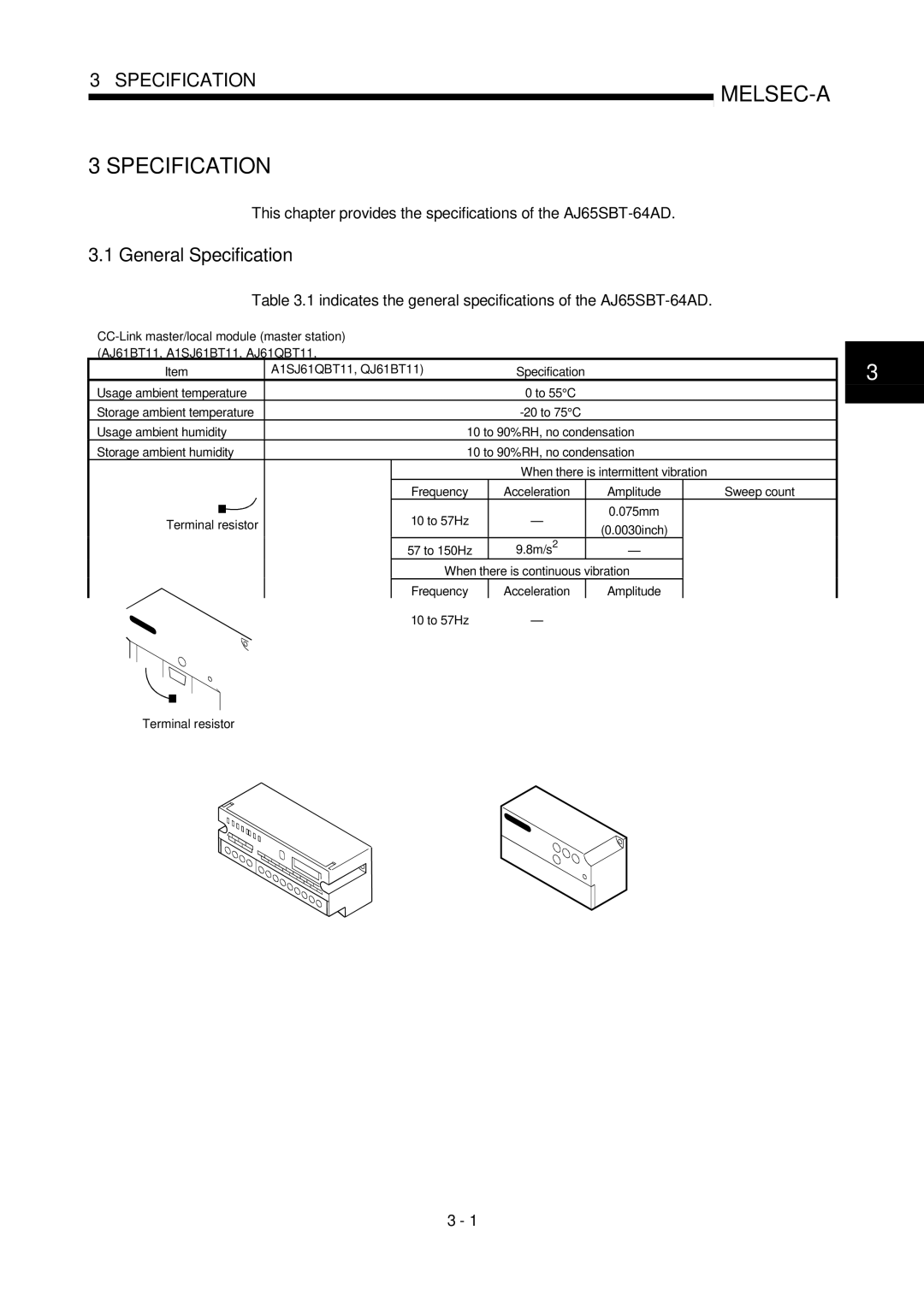 Mitsubishi Electronics AJ65SBT-64AD user manual General Specification 