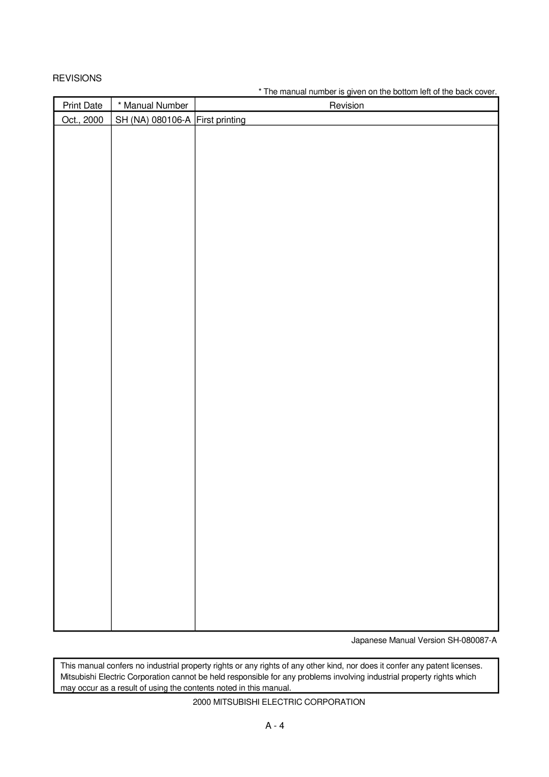 Mitsubishi Electronics AJ65SBT-64AD user manual Revisions, Manual number is given on the bottom left of the back cover 