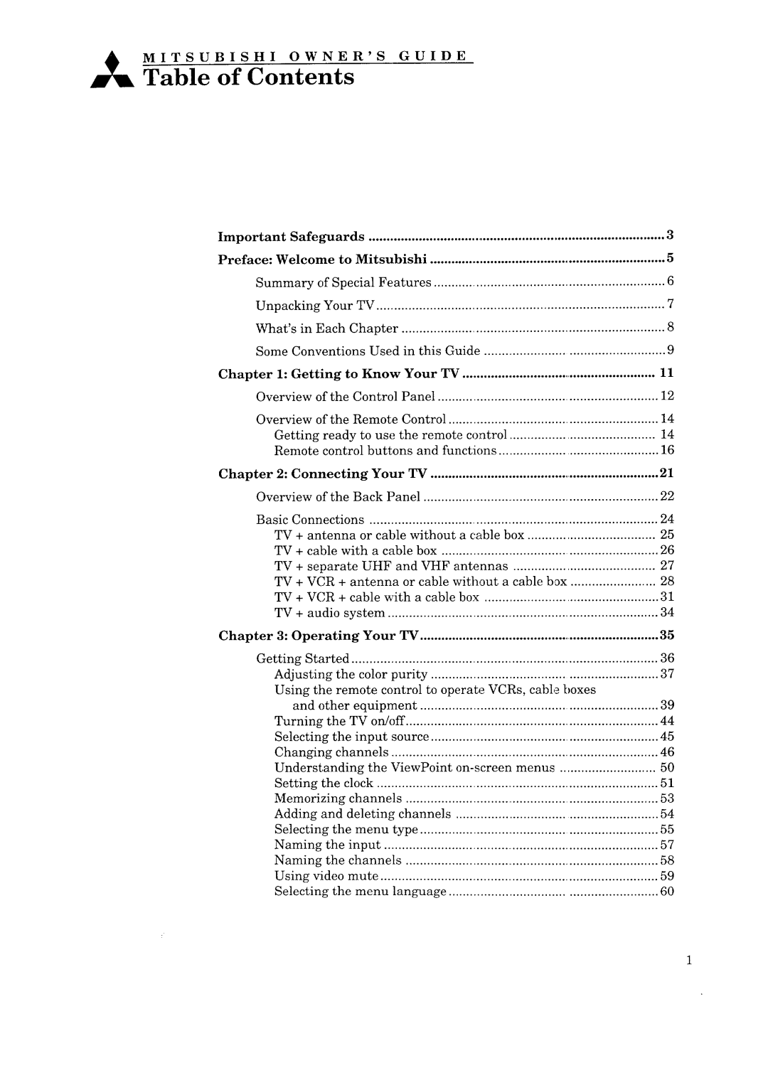 Mitsubishi Electronics CS-40307, CK-35308, CK-32307, CS-35207 manual Contents 