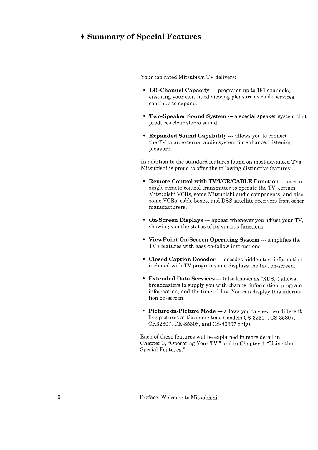 Mitsubishi Electronics CK-35308, CK-32307 Summary of Special Features, Channel Capacity ensuring your continue to expand 