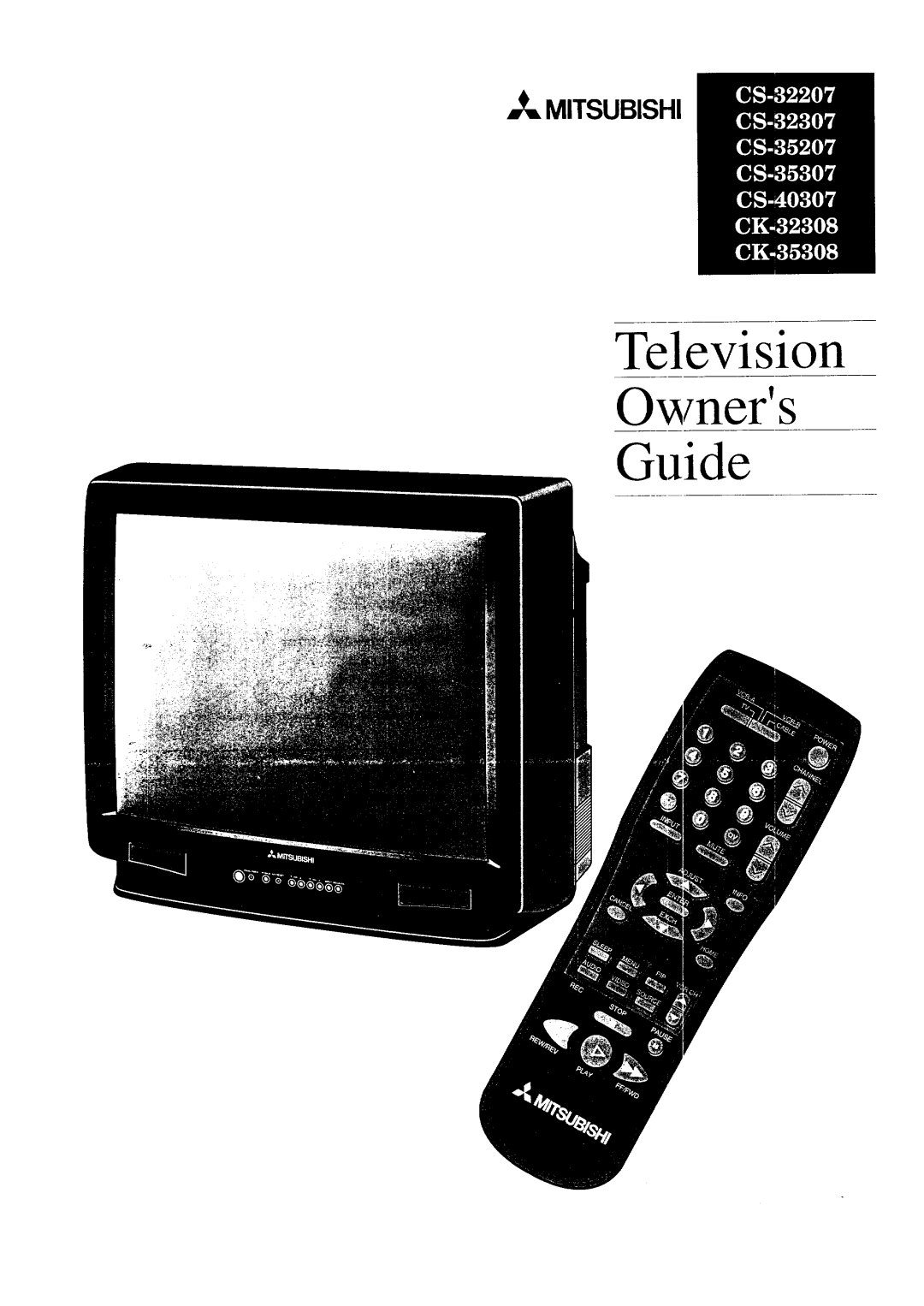 Mitsubishi Electronics CK-32307, CK-35308, CS-35207, CS-40307 manual Owners Guide, Television, =, Mitsubishi 