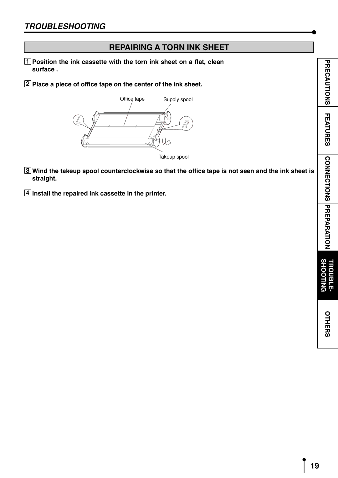 Mitsubishi Electronics CP3020DAE operation manual Repairing a Torn INK Sheet 