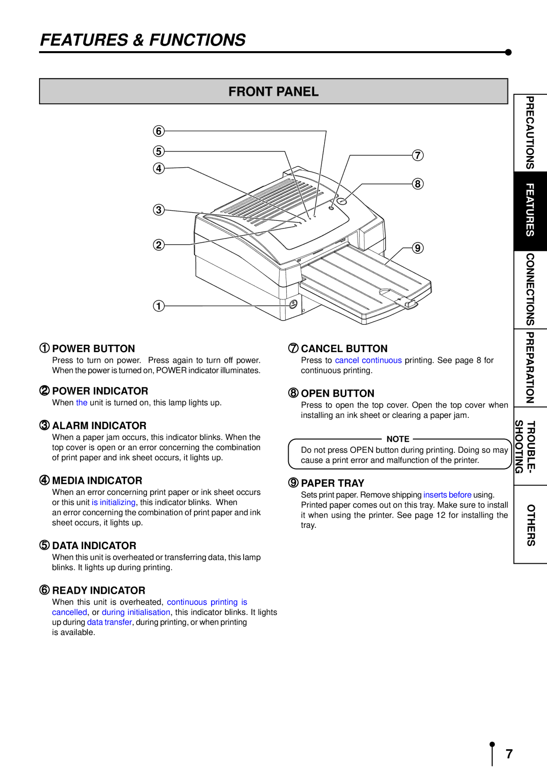 Mitsubishi Electronics CP3020DE operation manual Features & Functions, Front Panel 