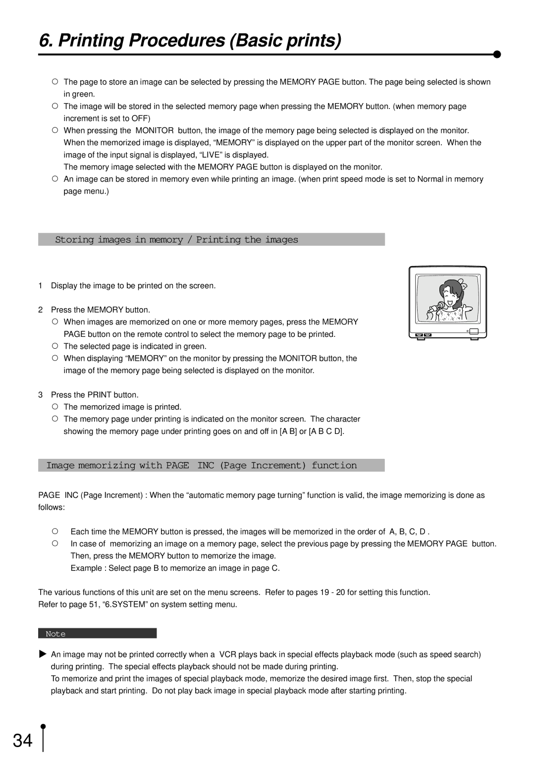 Mitsubishi Electronics CP700E operation manual Storing images in memory / Printing the images 