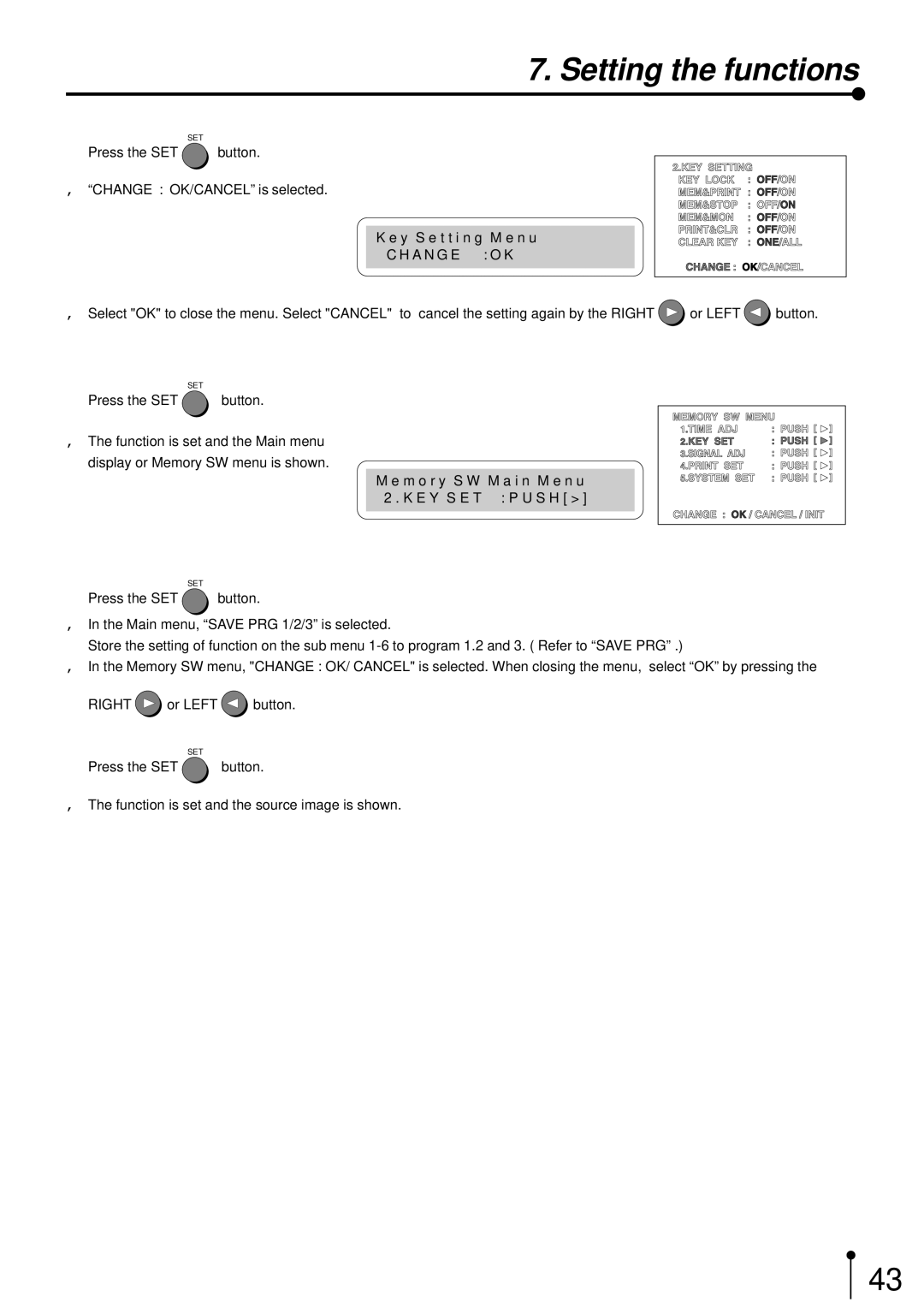 Mitsubishi Electronics CP700E operation manual Set 