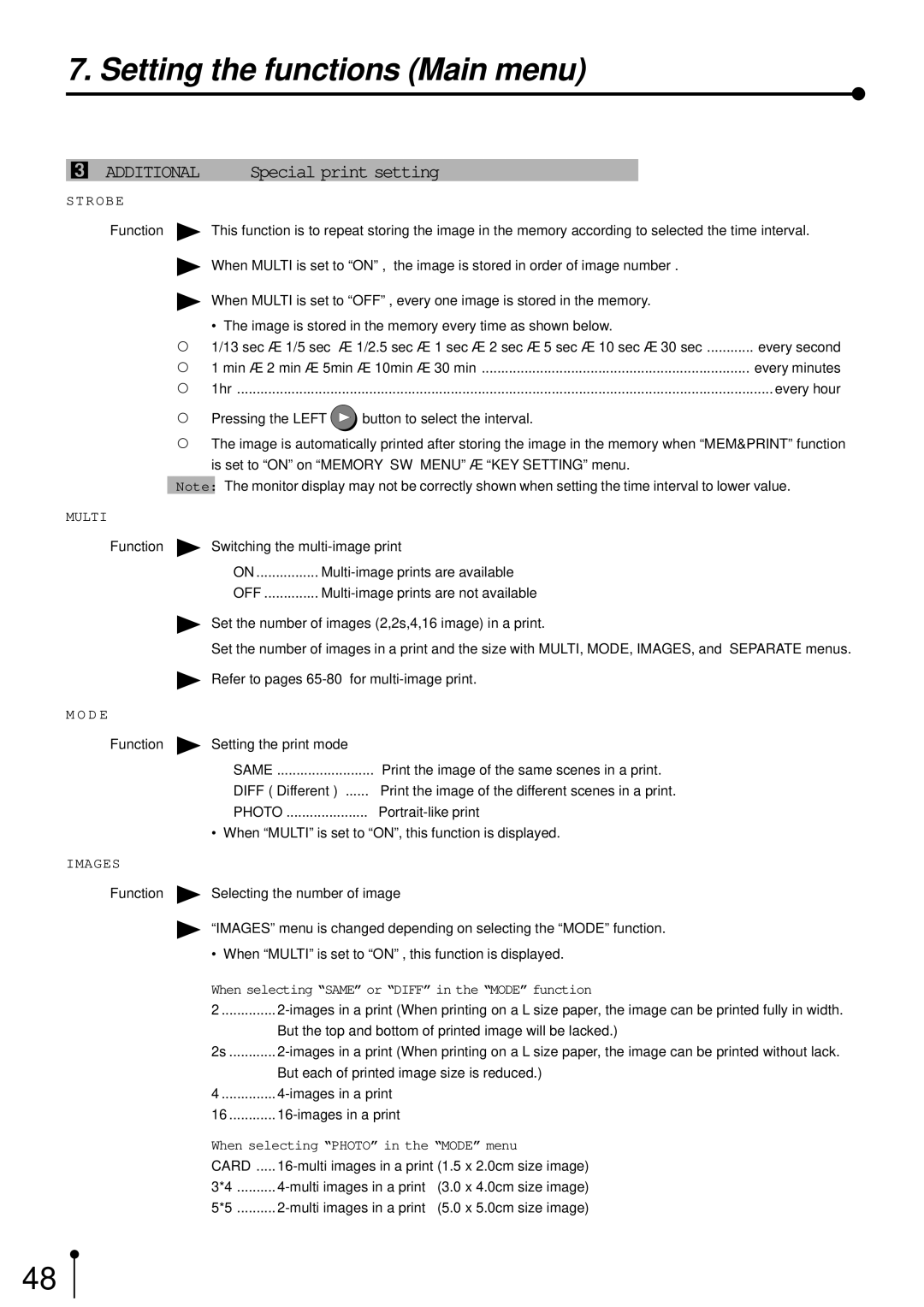 Mitsubishi Electronics CP700E operation manual Additional, Special print setting, Same, Photo, Card 