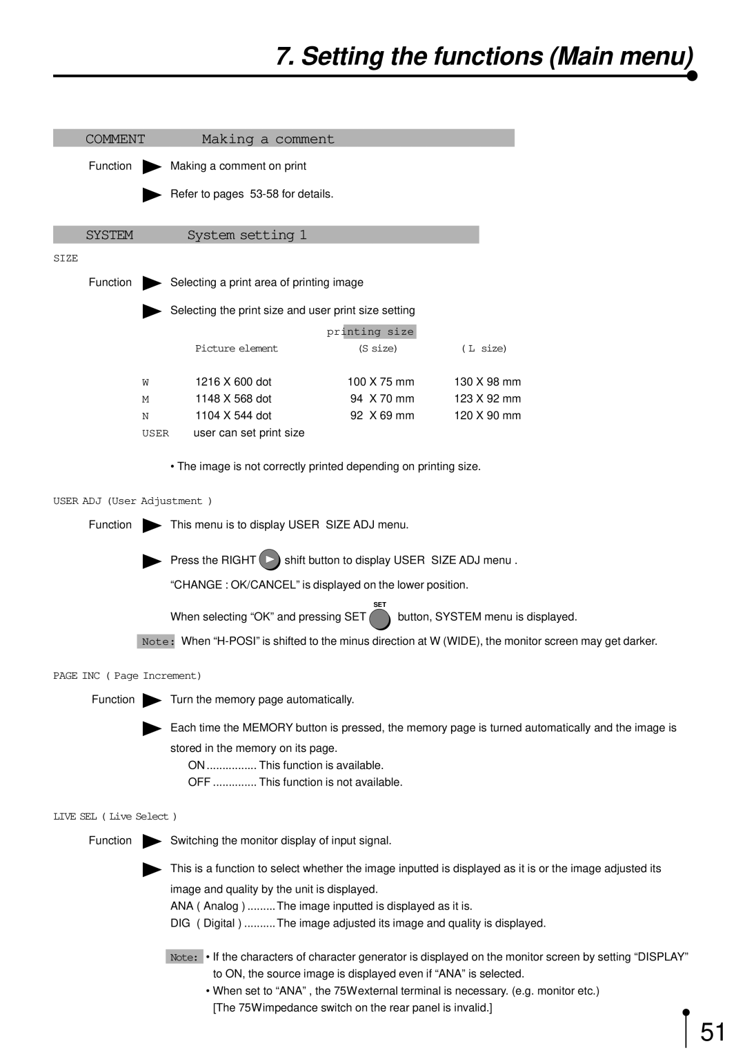 Mitsubishi Electronics CP700E operation manual Comment, Making a comment, System setting 