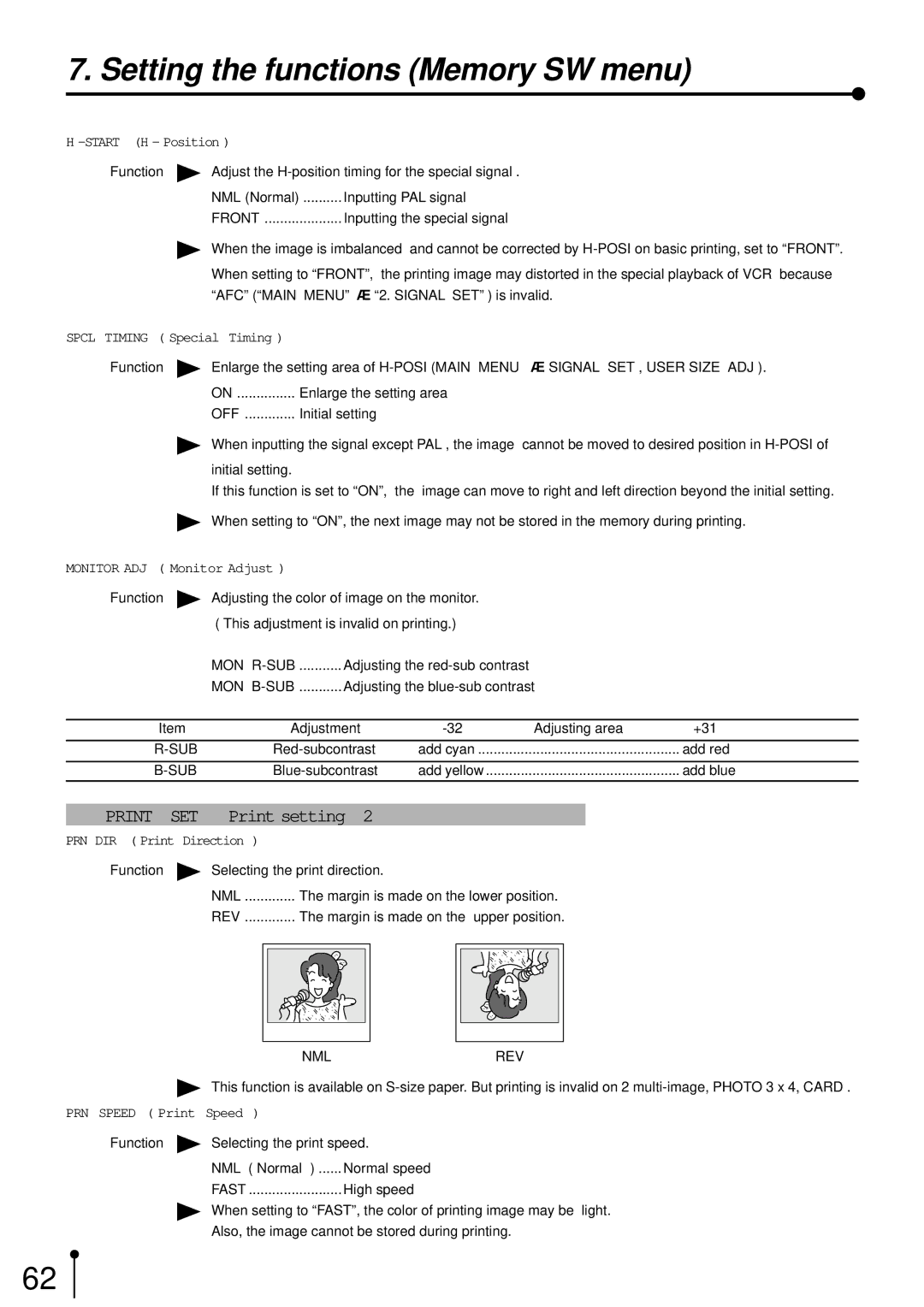 Mitsubishi Electronics CP700E operation manual Print SET, Print setting 