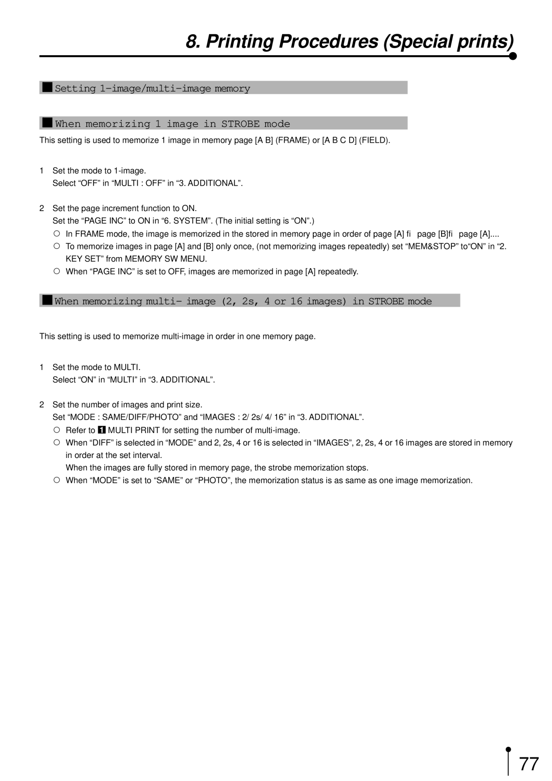 Mitsubishi Electronics CP700E operation manual Printing Procedures Special prints 