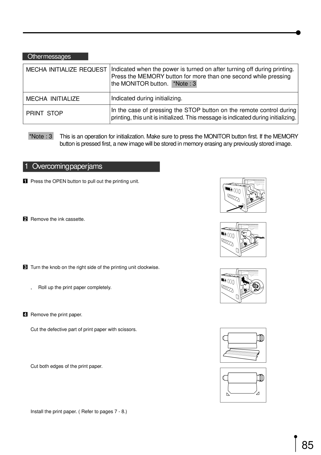 Mitsubishi Electronics CP700E operation manual Troubleshooting, Overcoming paper jams 