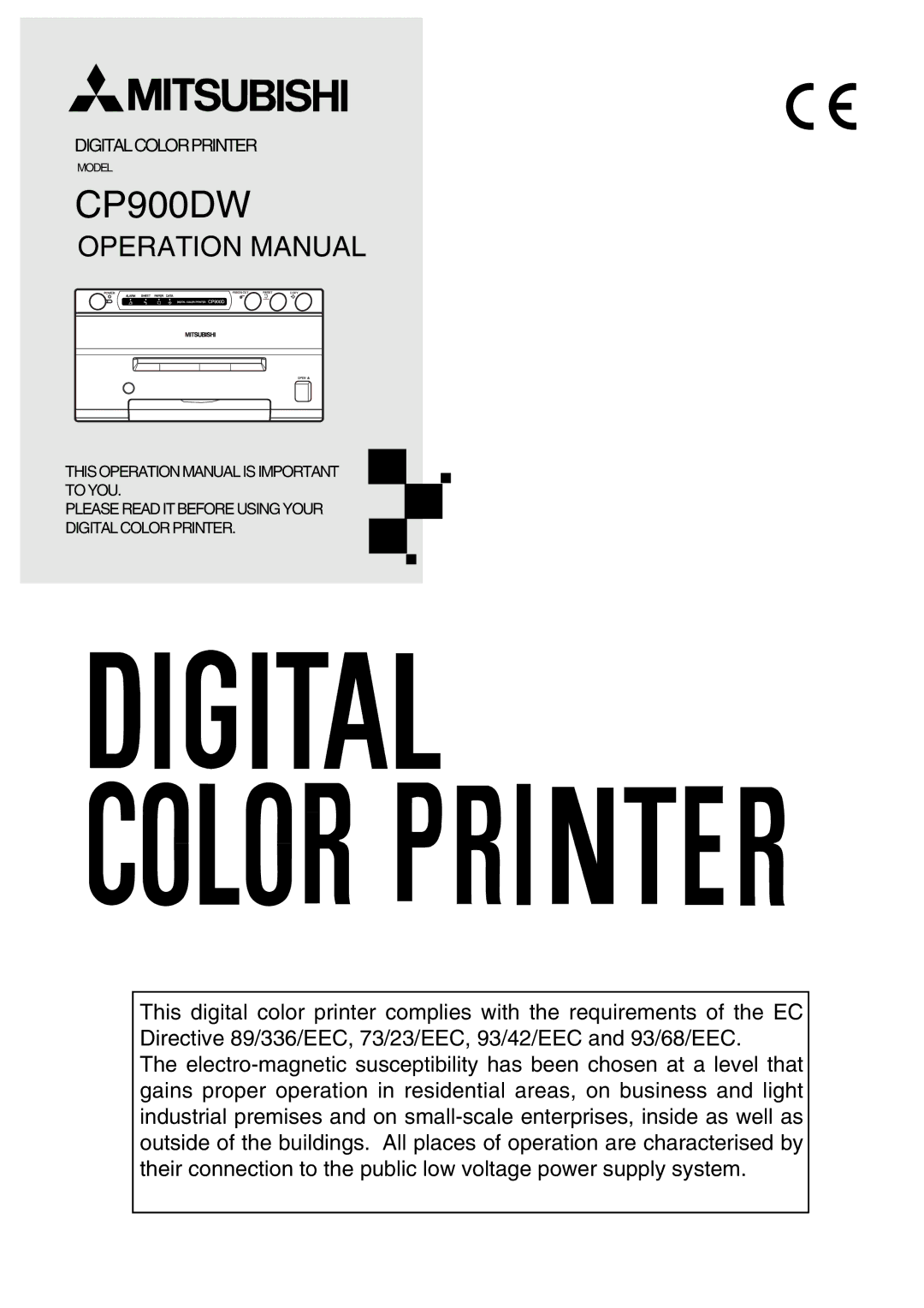 Mitsubishi Electronics CP900DW operation manual 