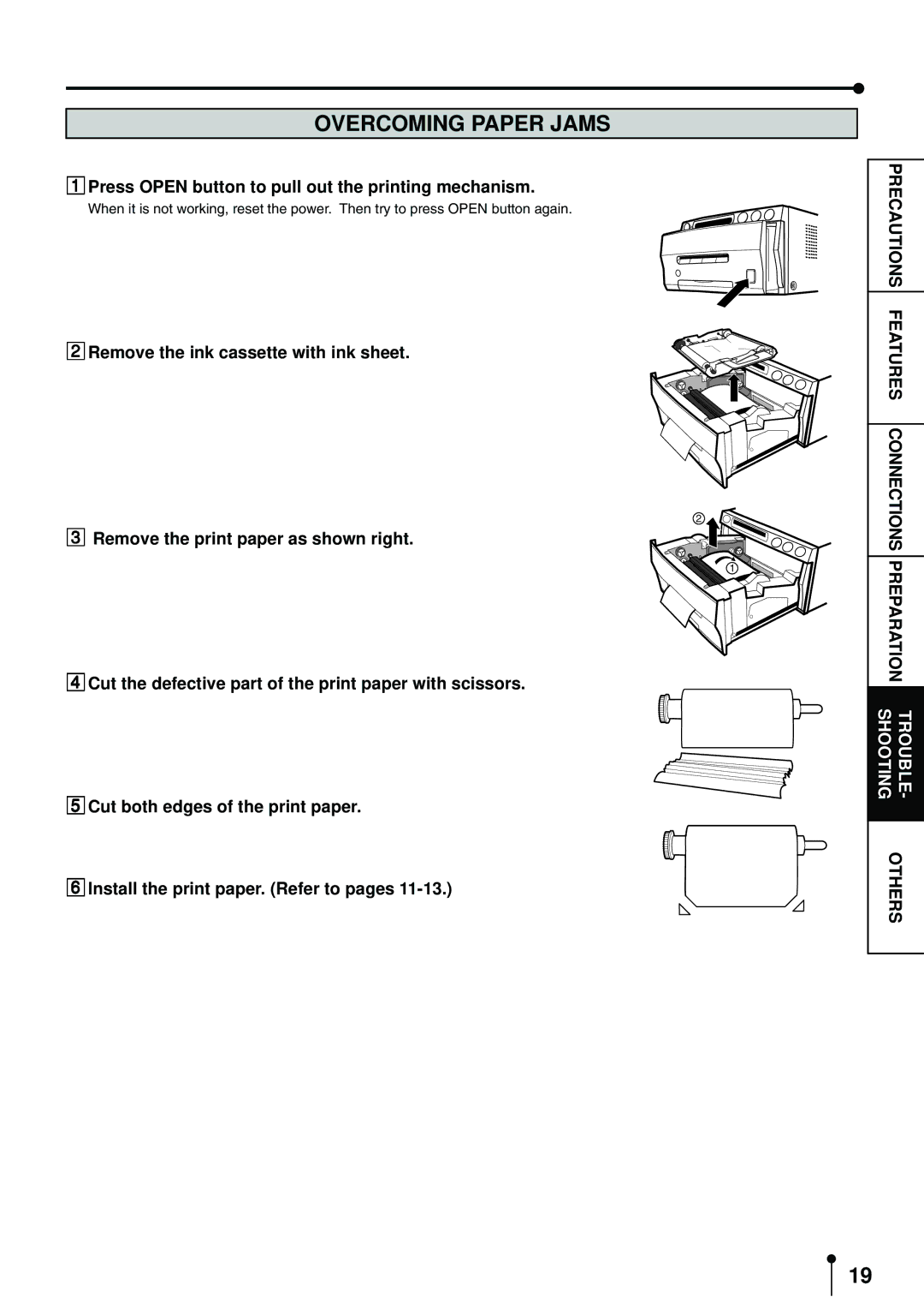 Mitsubishi Electronics CP900DW operation manual Overcoming Paper Jams 