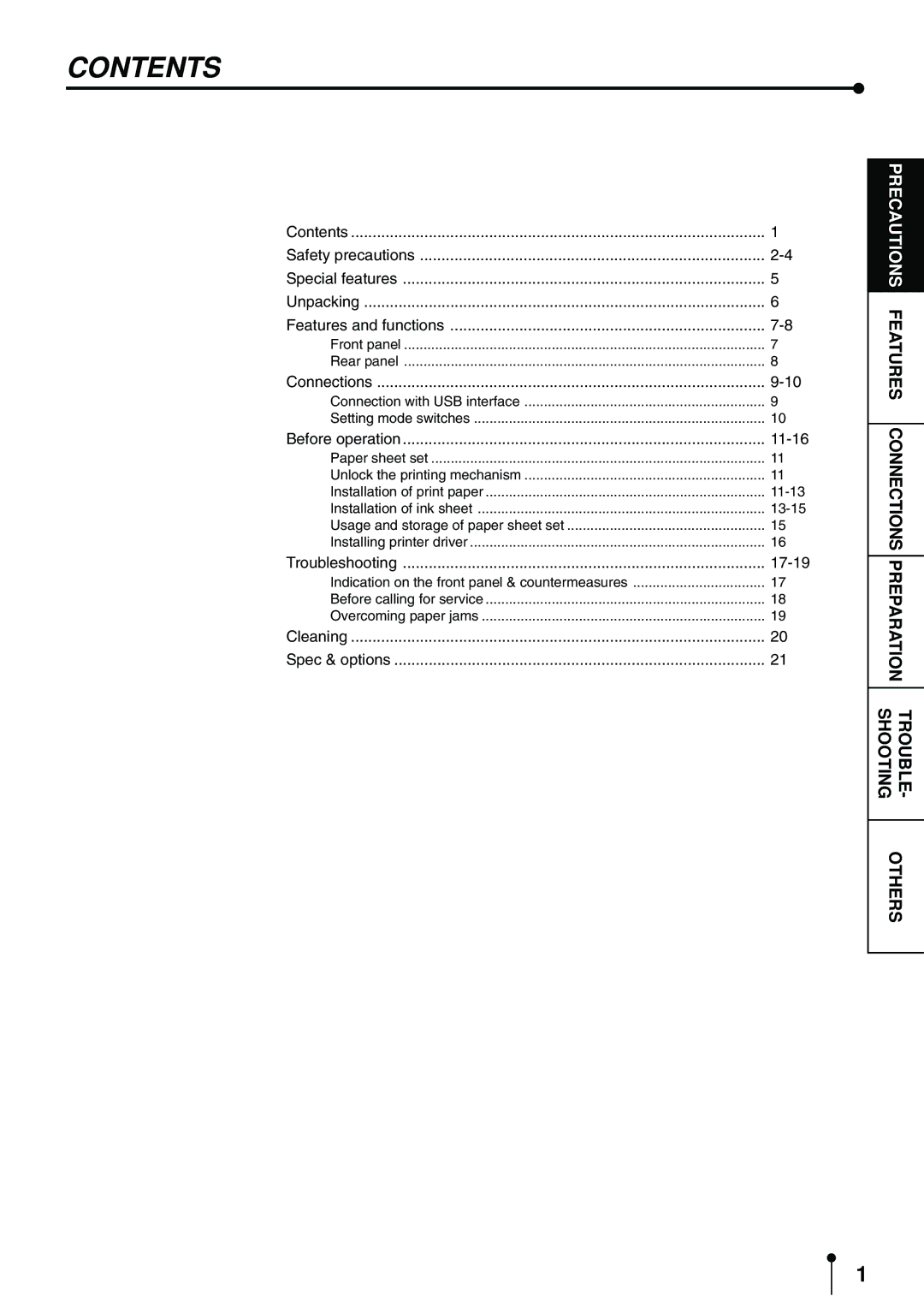 Mitsubishi Electronics CP900DW operation manual Contents 