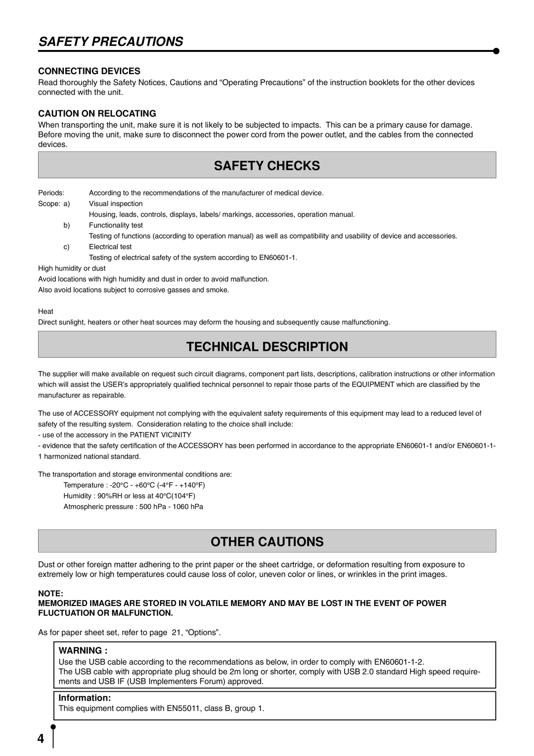 Mitsubishi Electronics CP900DW operation manual Safety Precautions, Safety Checks, Technical Description, Other Cautions 