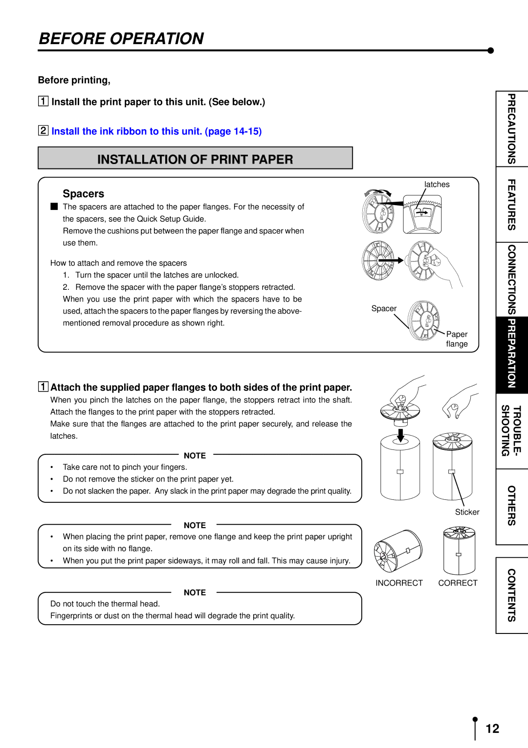 Mitsubishi Electronics CP9500DW operation manual Before Operation, Installation of Print Paper 