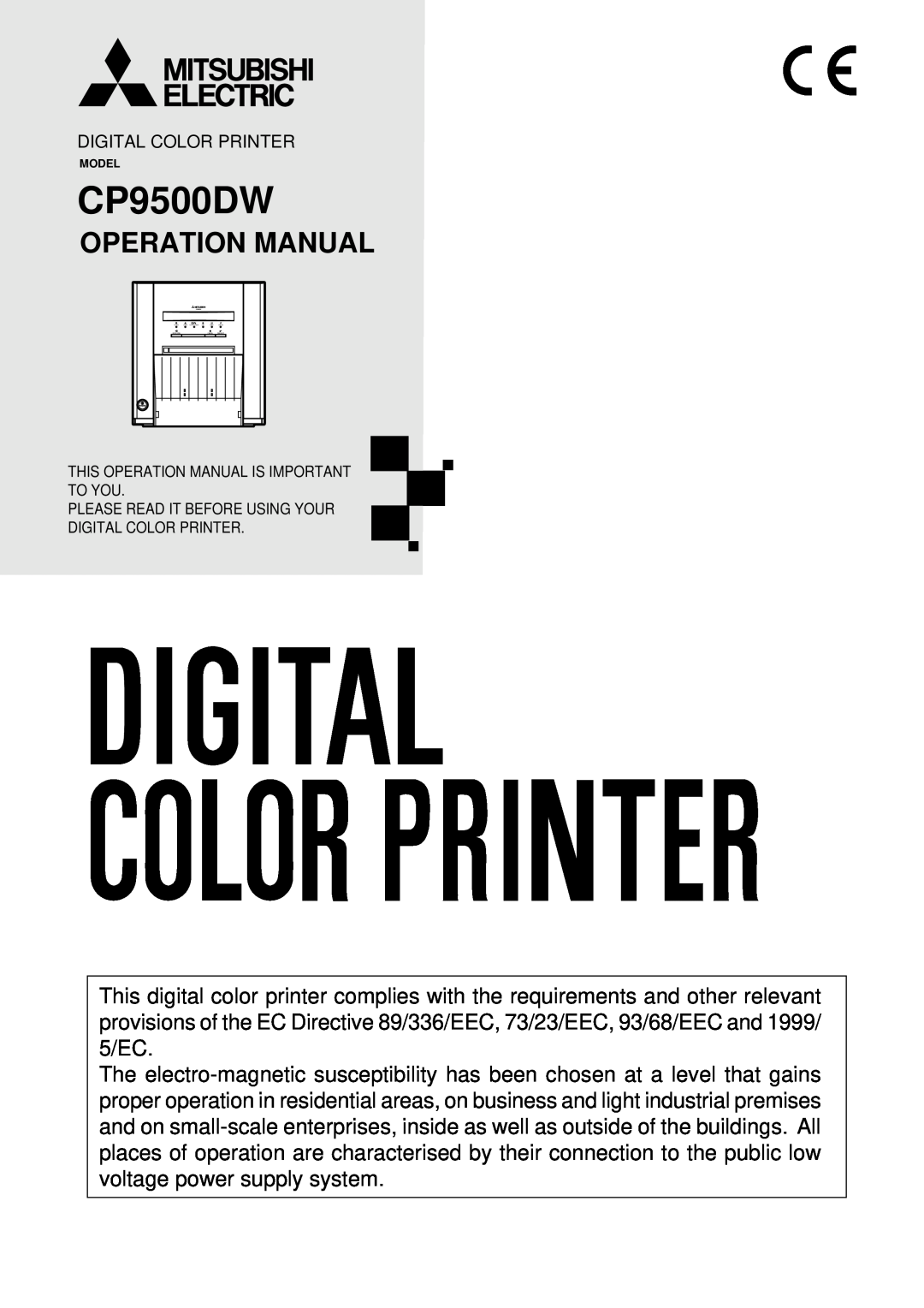 Mitsubishi Electronics CP9500DW operation manual Operation Manual 