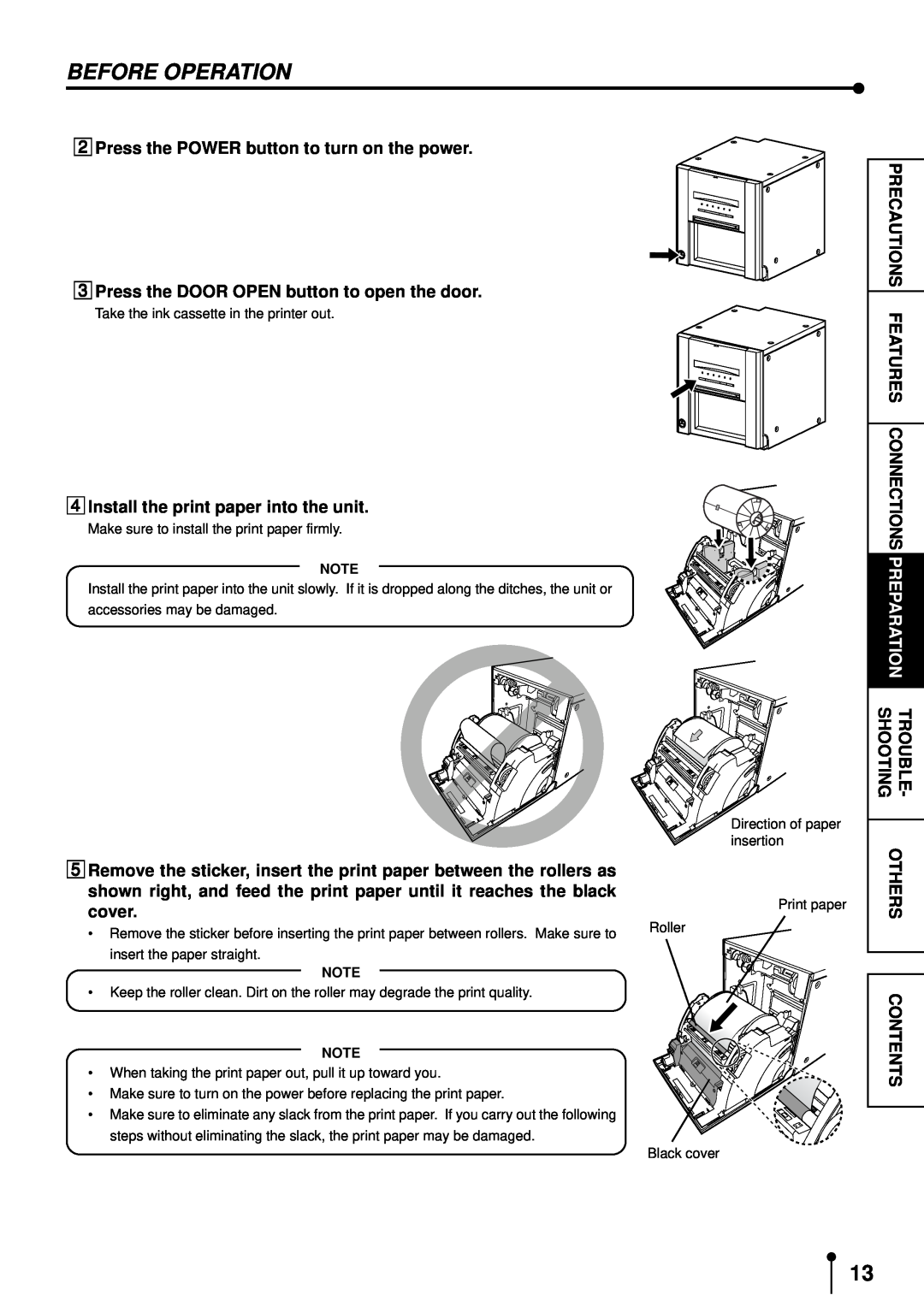 Mitsubishi Electronics CP9500DW operation manual Before Operation, Press the POWER button to turn on the power, Contents 
