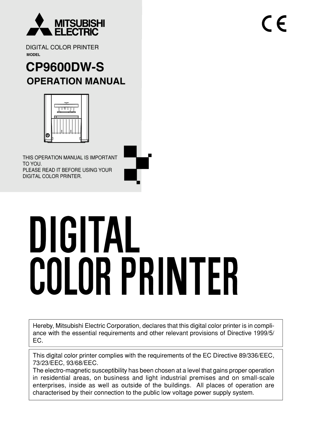 Mitsubishi Electronics CP9600DW-S operation manual 