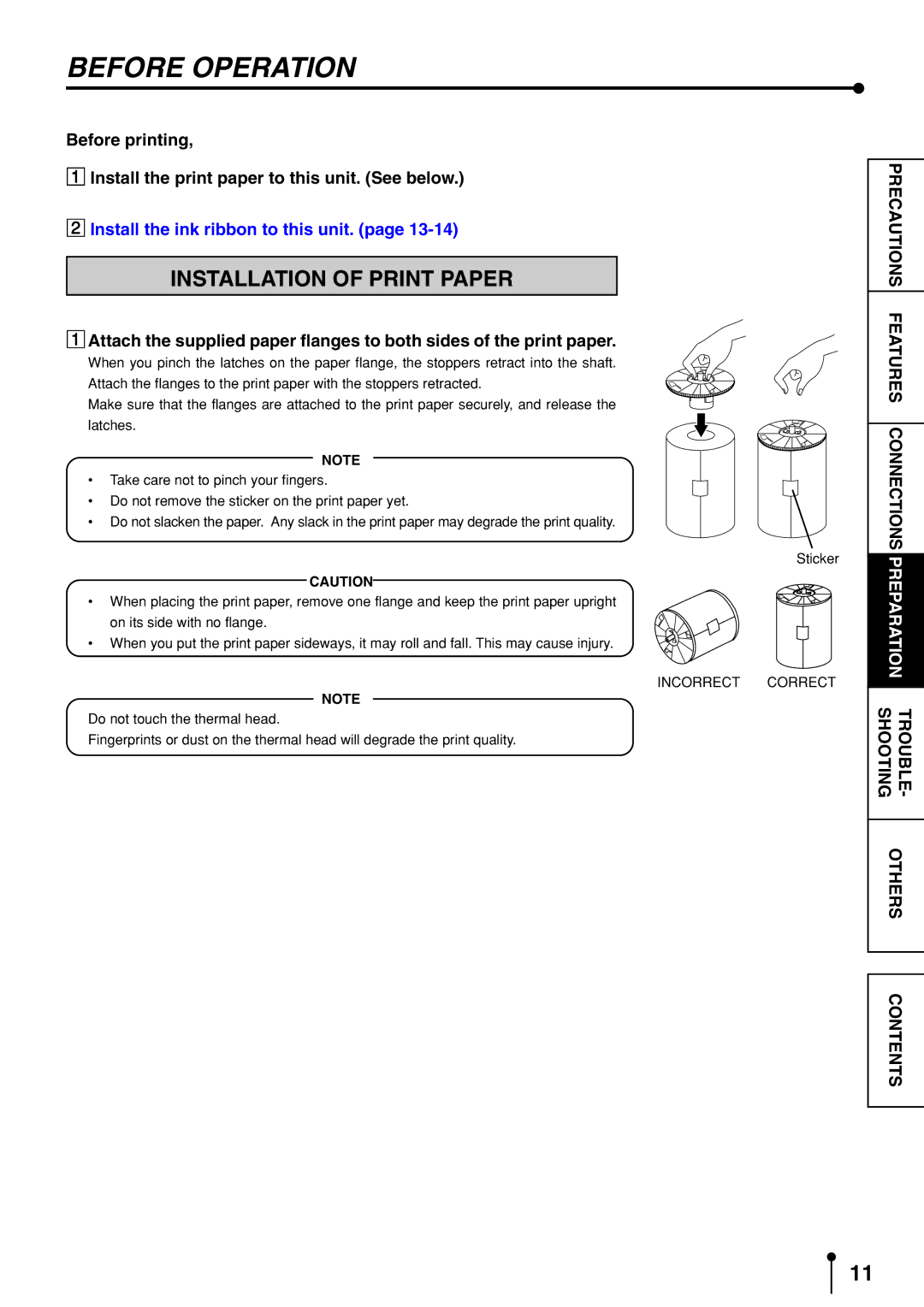 Mitsubishi Electronics CP9600DW-S operation manual Before Operation, Installation of Print Paper 