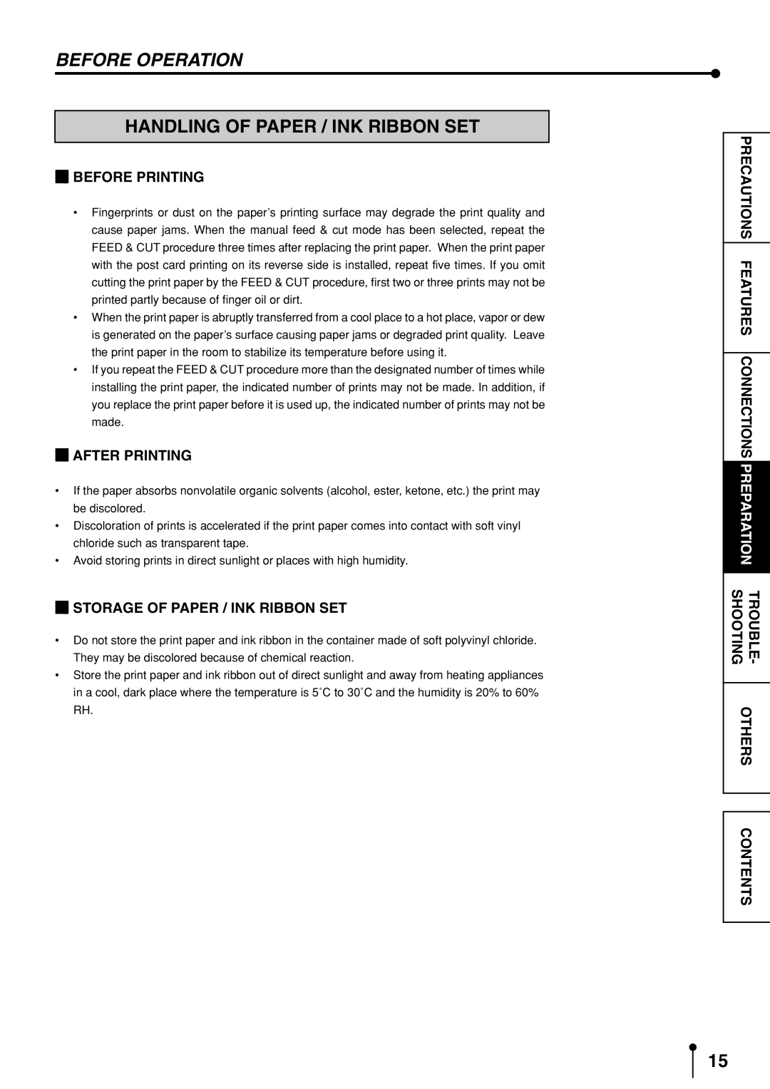 Mitsubishi Electronics CP9600DW-S operation manual Handling of Paper / INK Ribbon SET, Before Printing, After Printing 