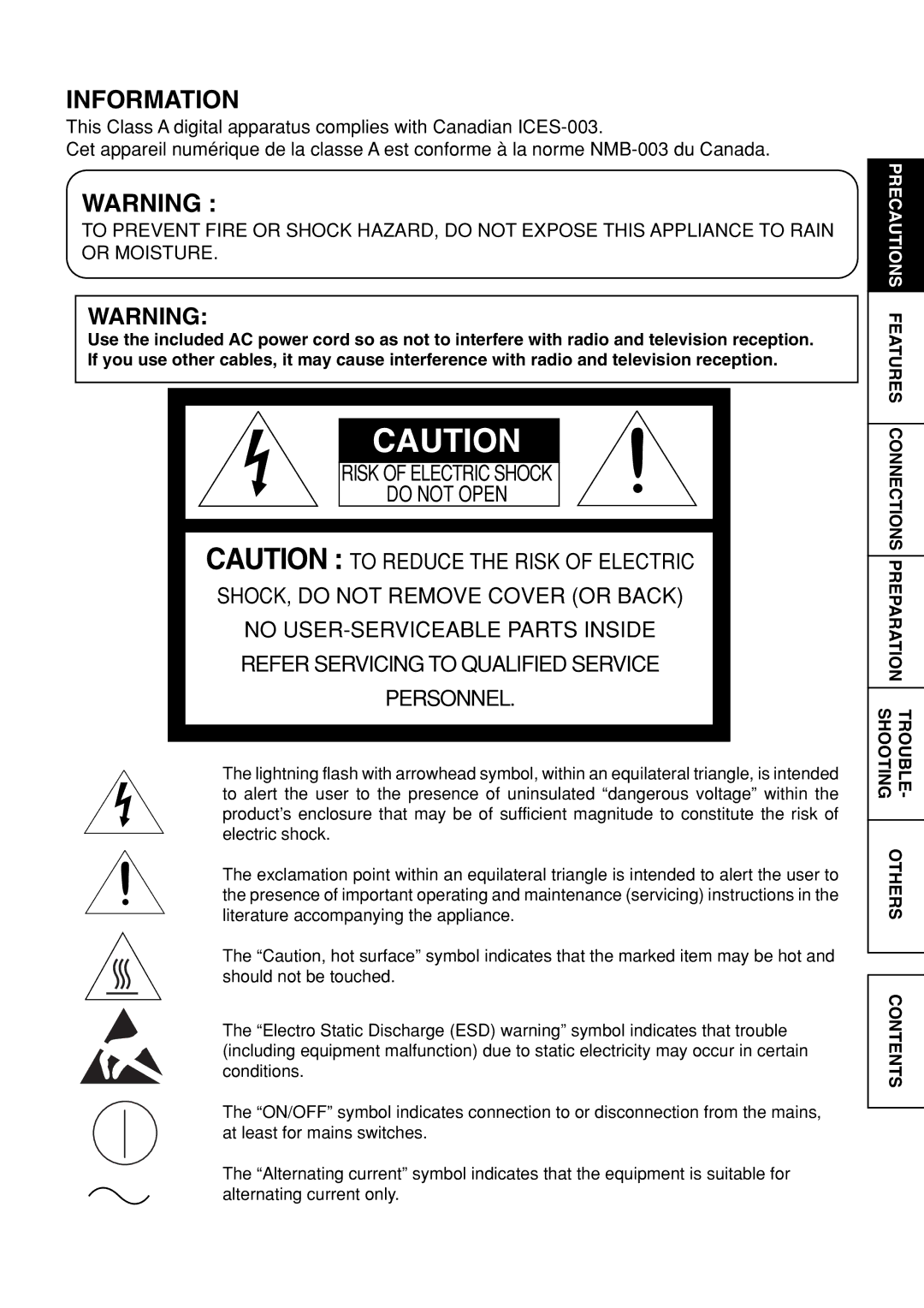 Mitsubishi Electronics CP9600DW-S operation manual Information, Contents 