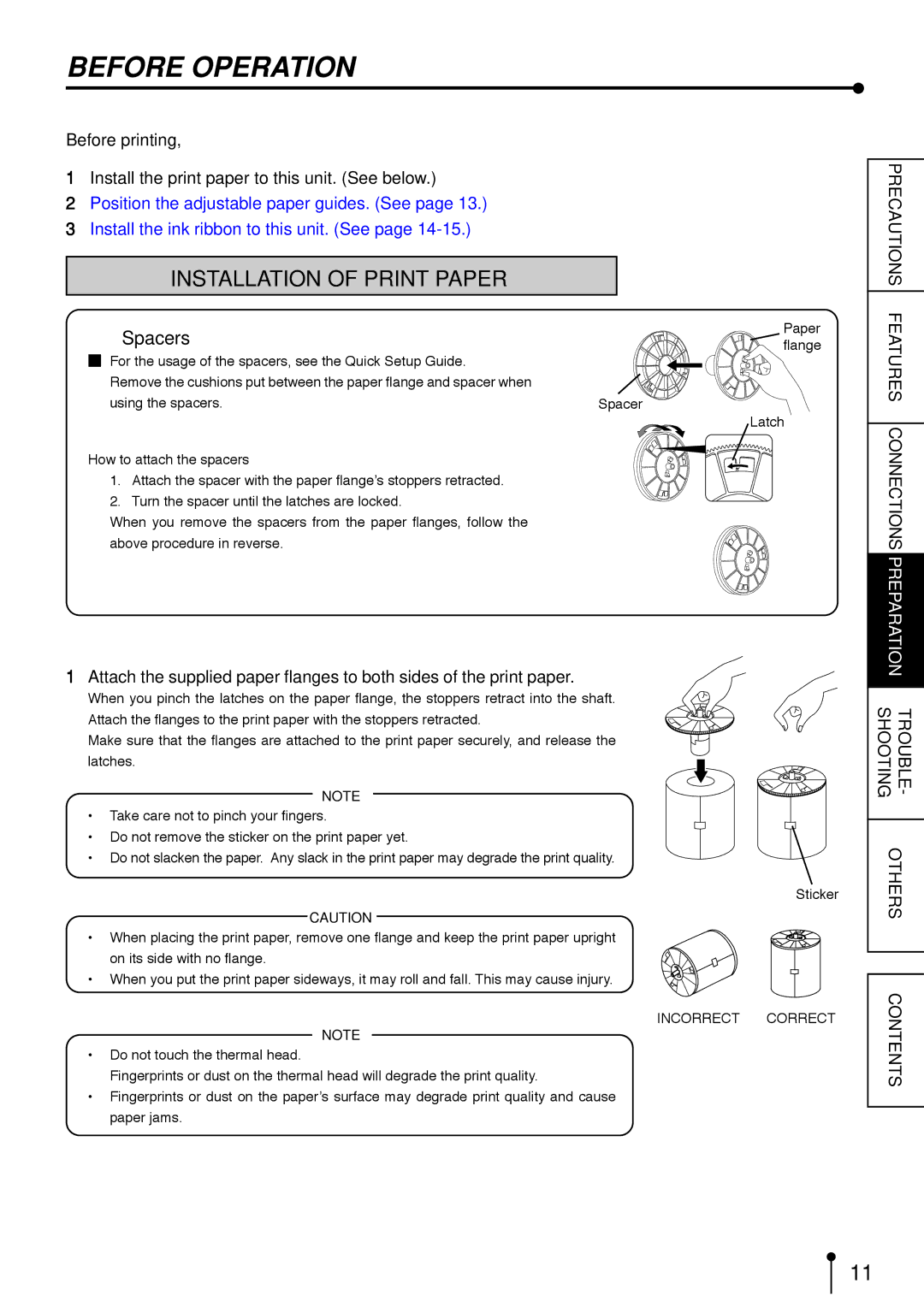 Mitsubishi Electronics CP9800DW operation manual Before Operation, Installation of Print Paper 