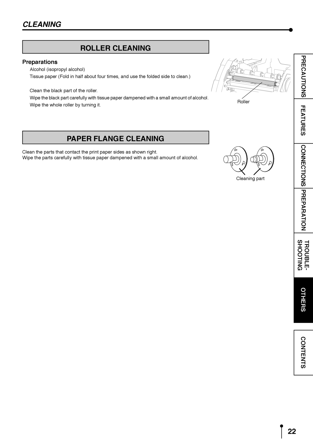 Mitsubishi Electronics CP9800DW operation manual Roller Cleaning, Paper Flange Cleaning 