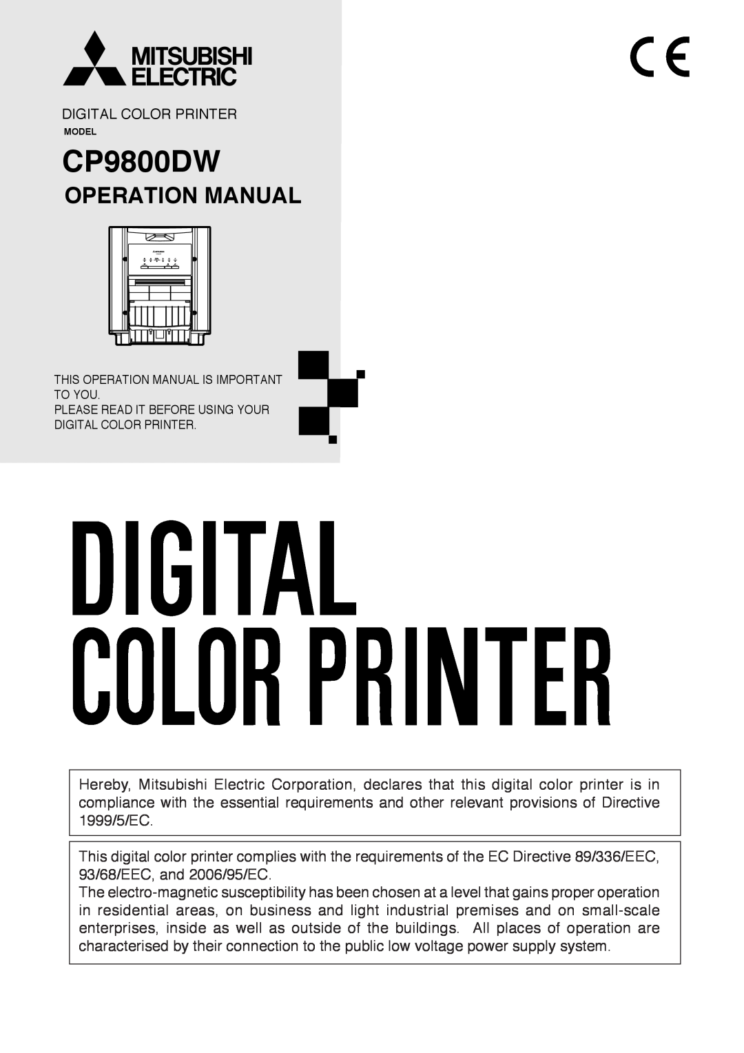 Mitsubishi Electronics CP9800DW operation manual Operation Manual 