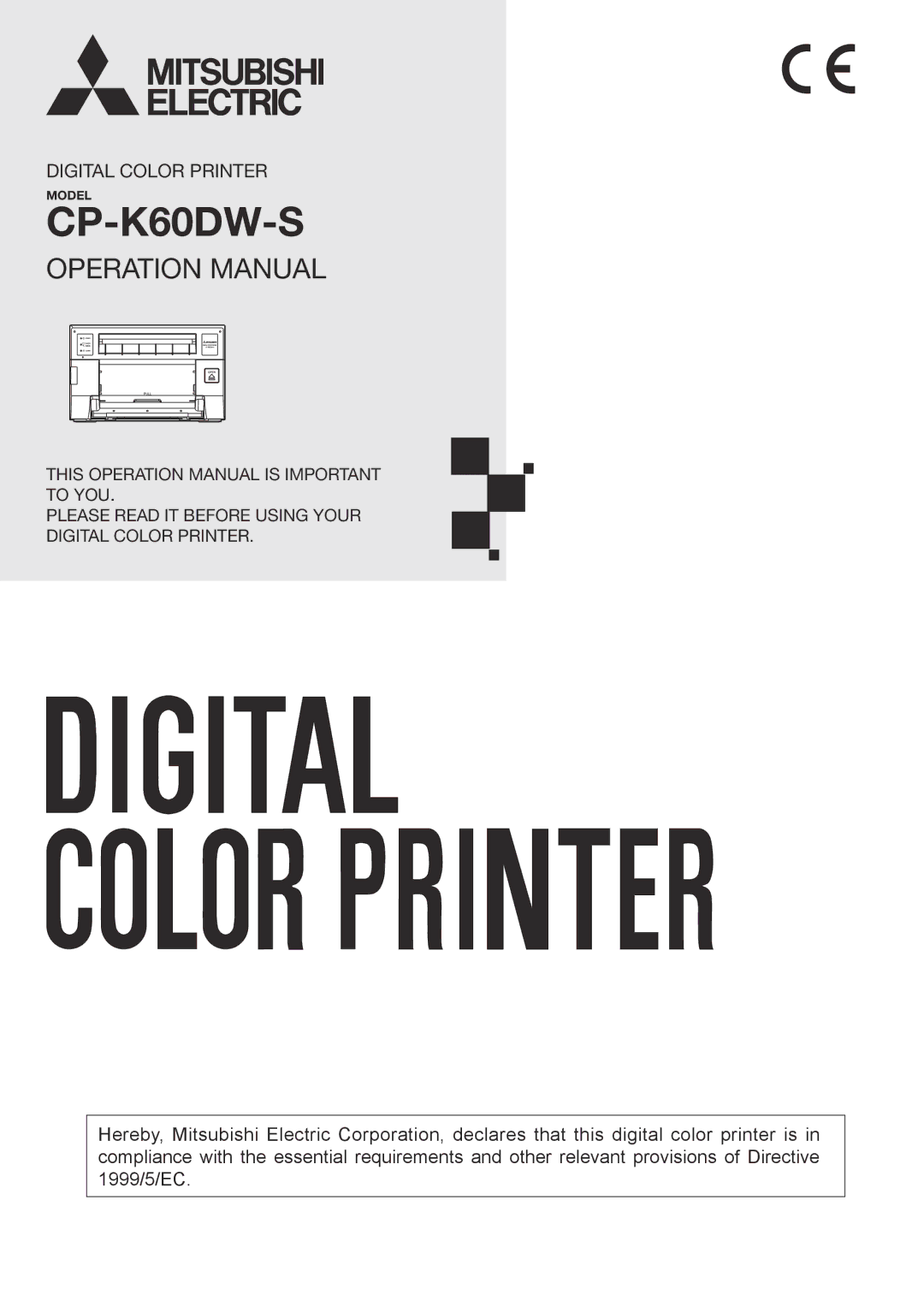 Mitsubishi Electronics CPK60DWS operation manual CP-K60DW-S 