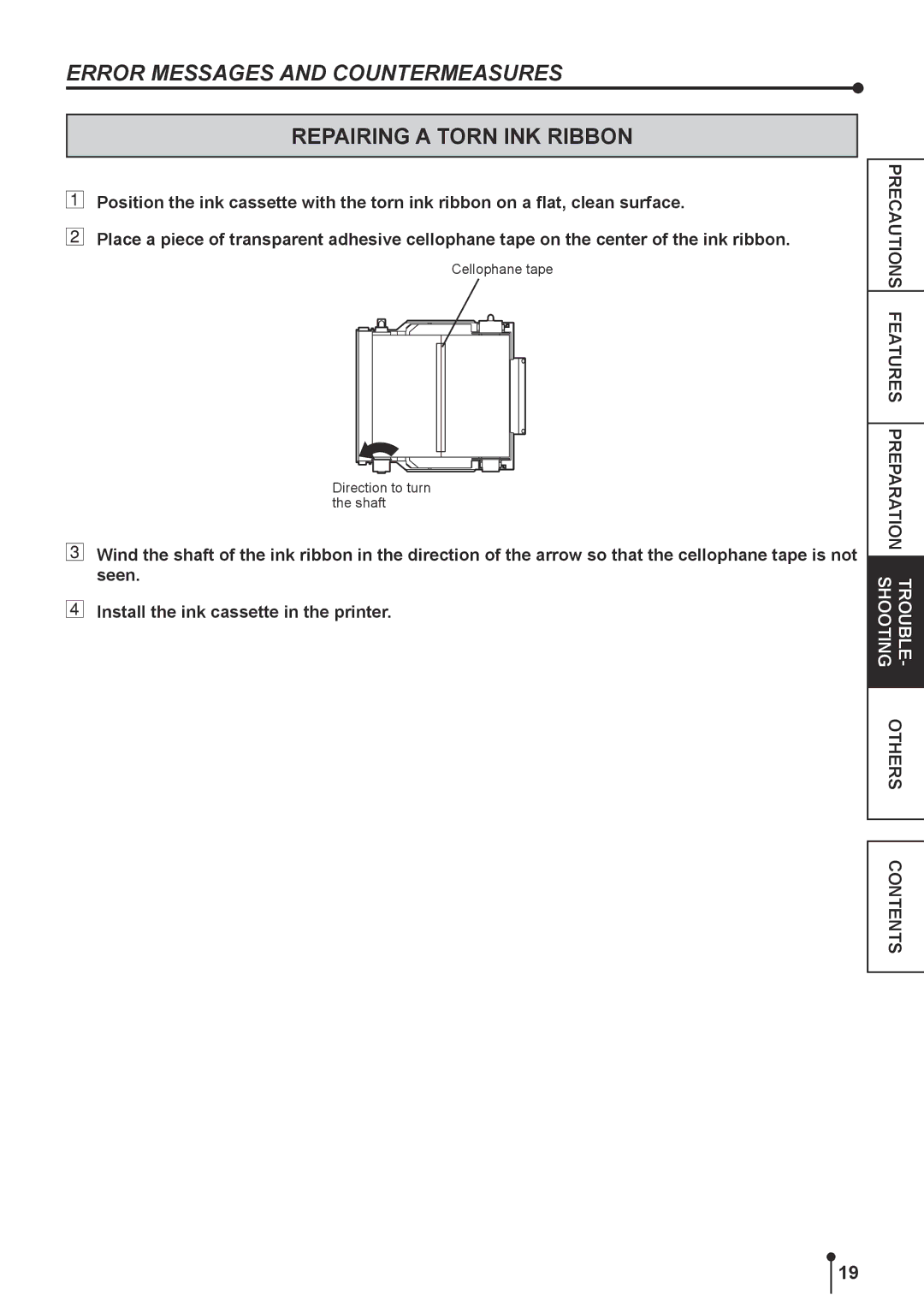 Mitsubishi Electronics CPK60DWS operation manual Repairing a Torn INK Ribbon 