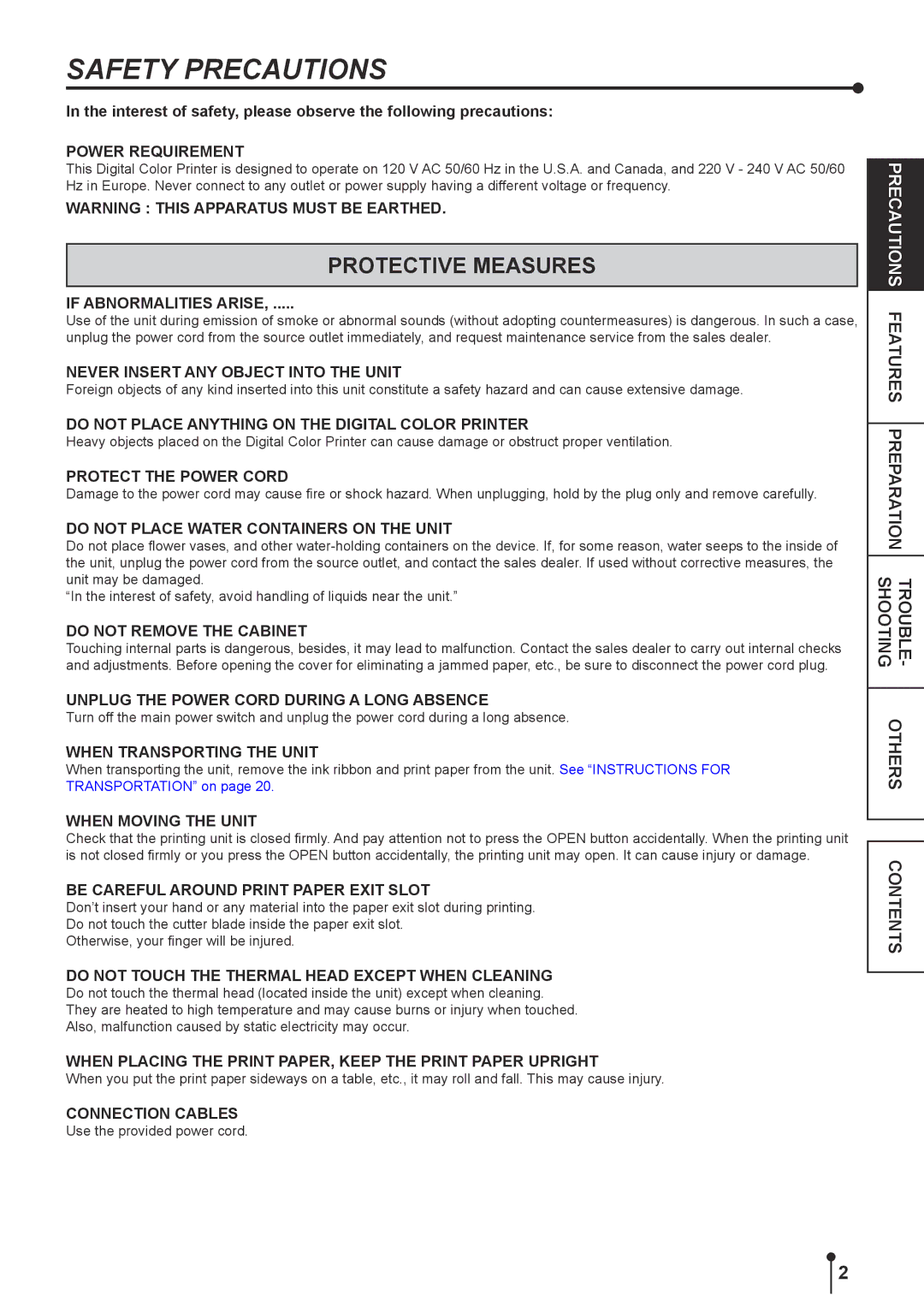 Mitsubishi Electronics CPK60DWS operation manual Safety Precautions, Protective Measures 