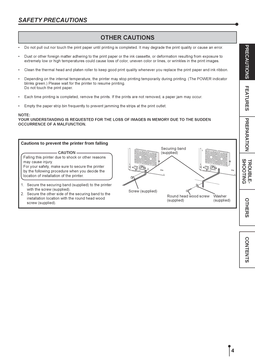 Mitsubishi Electronics CPK60DWS operation manual Other Cautions, TROUBLE-SHOOTING Others Contents 