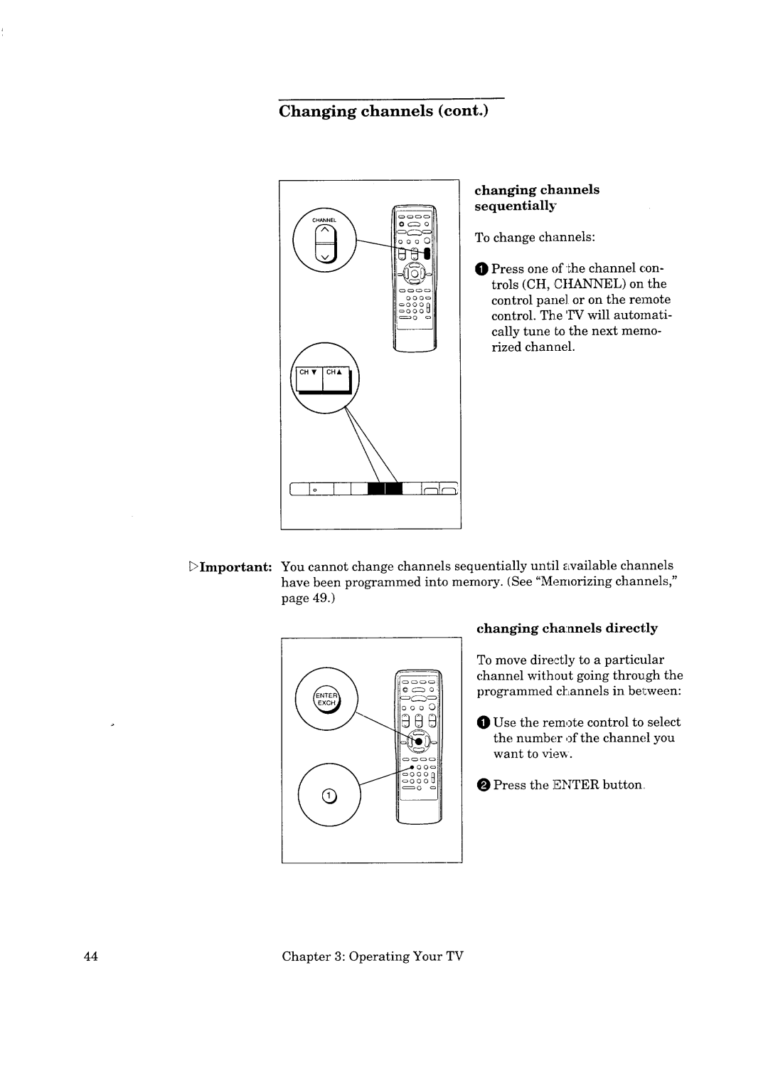 Mitsubishi Electronics CS-35305 manual Sequentially, Changing Chaanels 