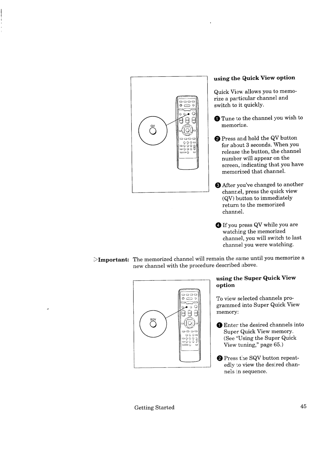 Mitsubishi Electronics CS-35305 manual Using the Quick View option, Using the Super Quick View option 